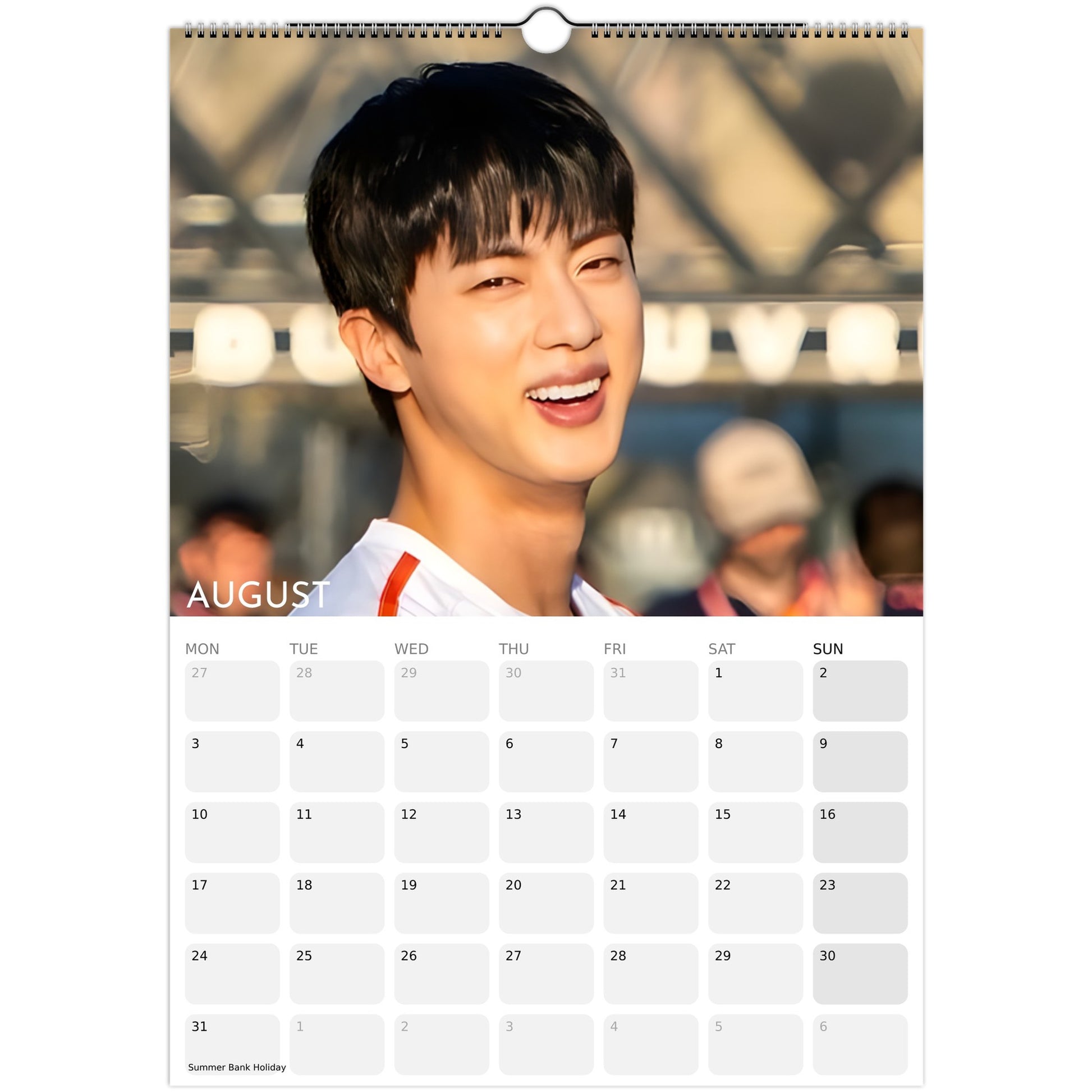 BTS Jin Kim Seok‑jin 2026 A3 boyfriend style calendar August