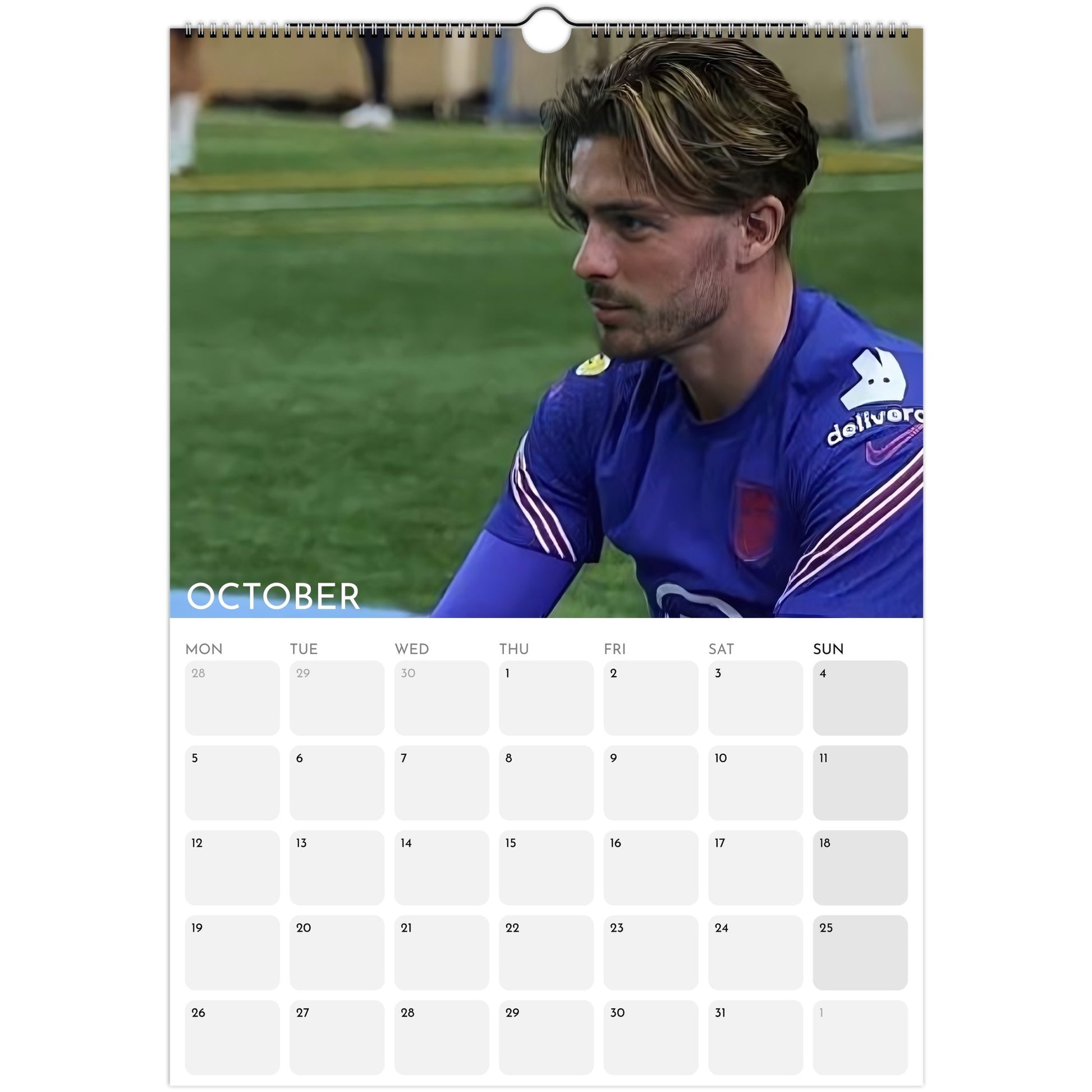 Jack Grealish 2026 A3 wall calendar October
