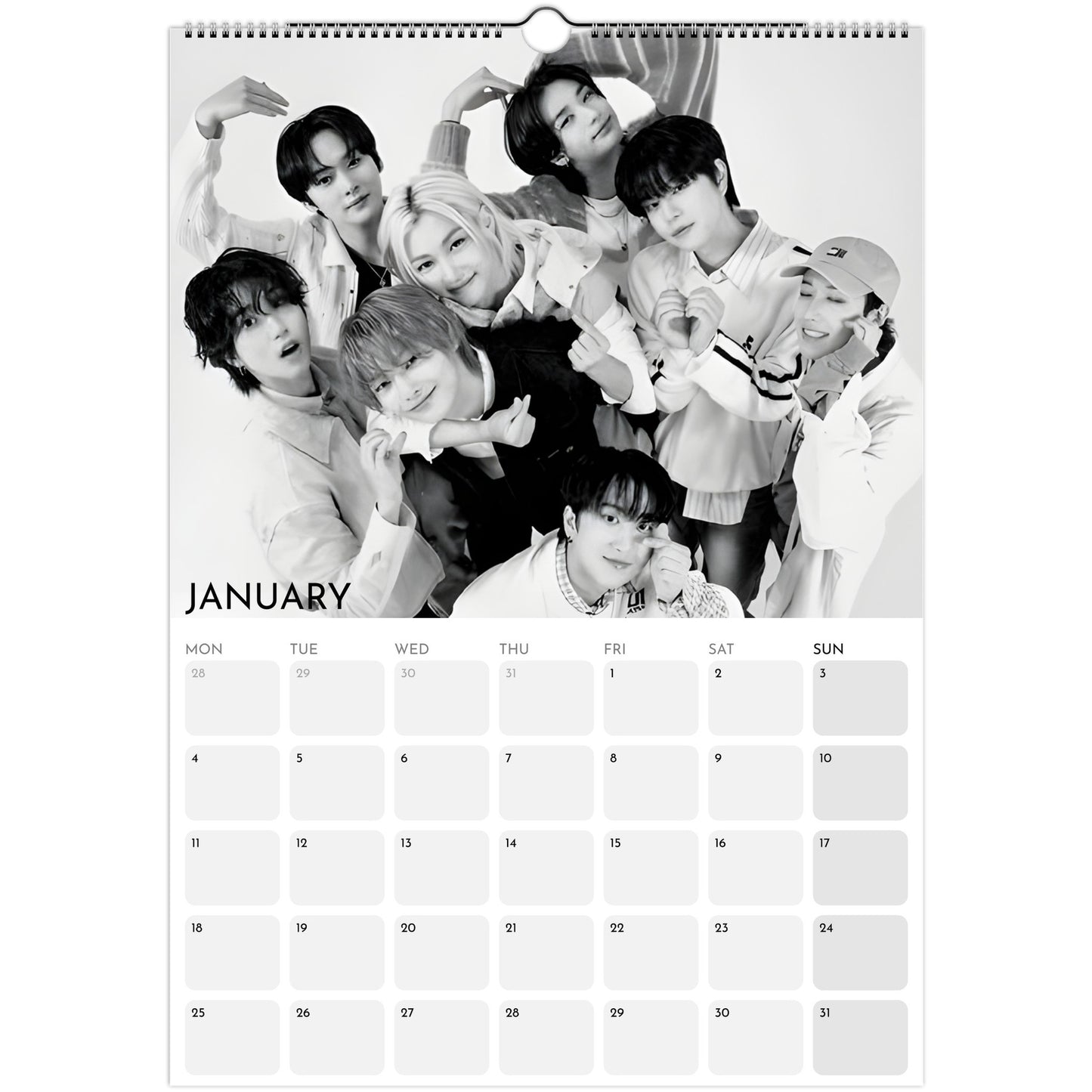 Stray Kids 2026 A3 wall calendar January 2027