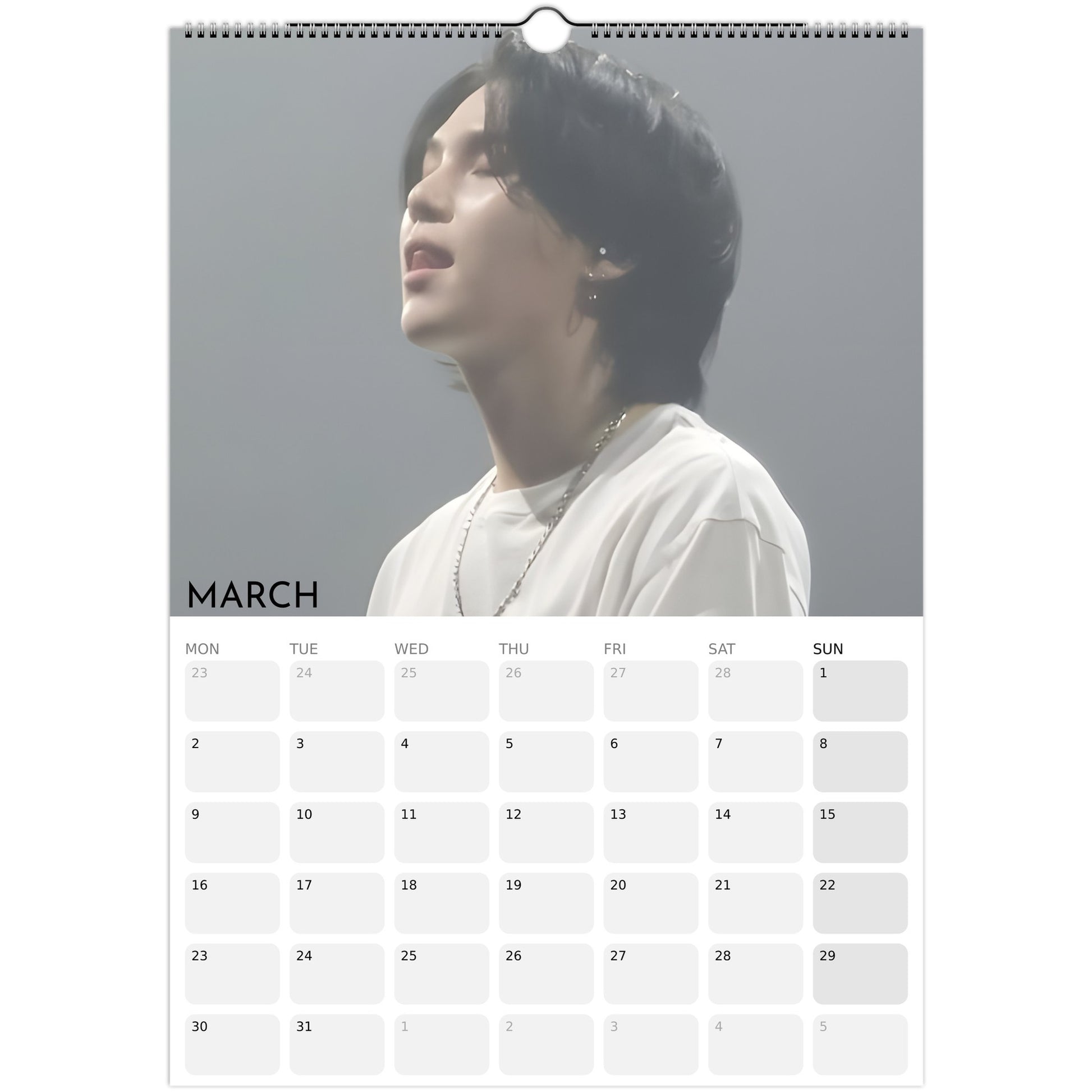 BTS Suga Yoongi Tongue Celebration 2026 A3 calendar March
