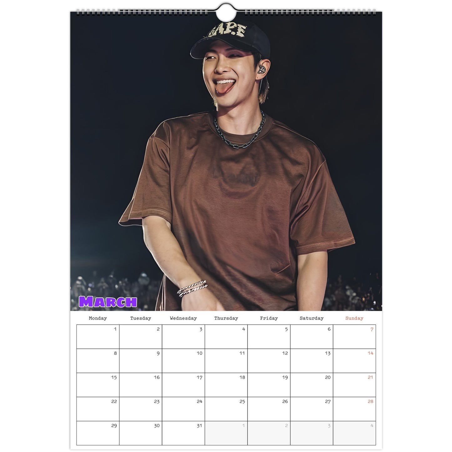 BTS RM Calendar 2027 March page
