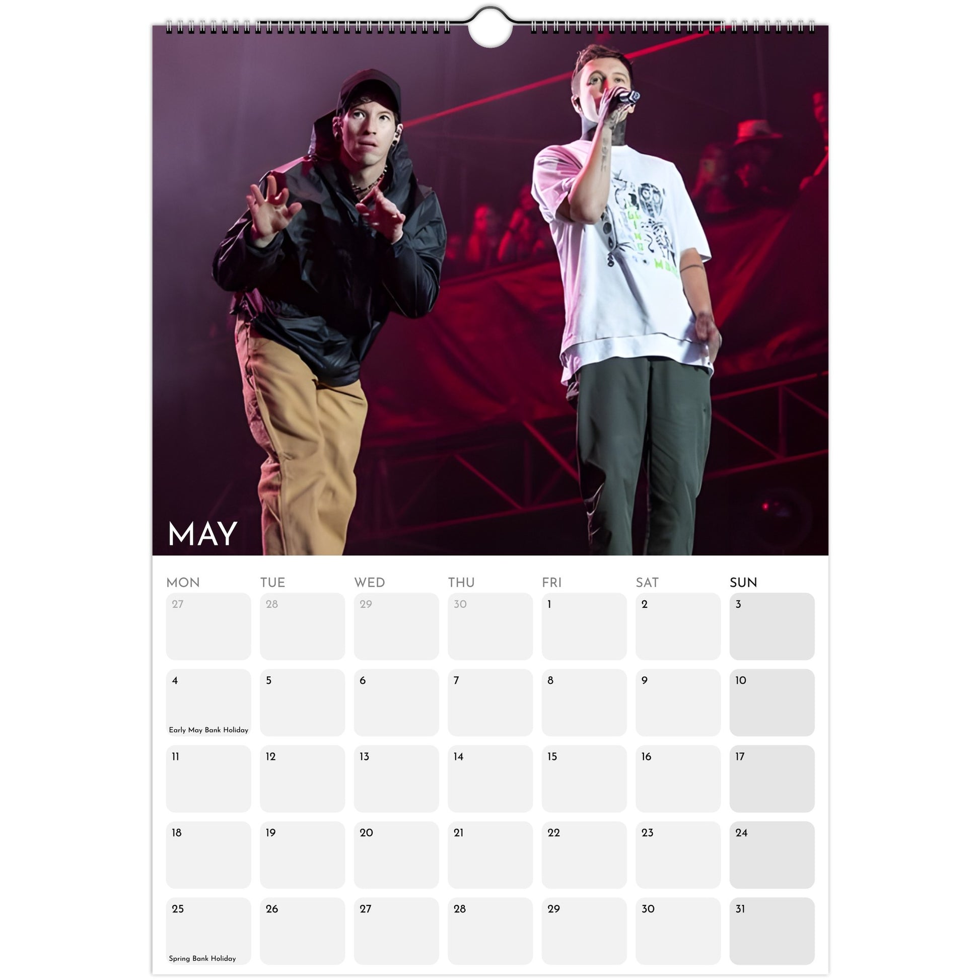 Twenty One Pilots 2026 A3 wall calendar May