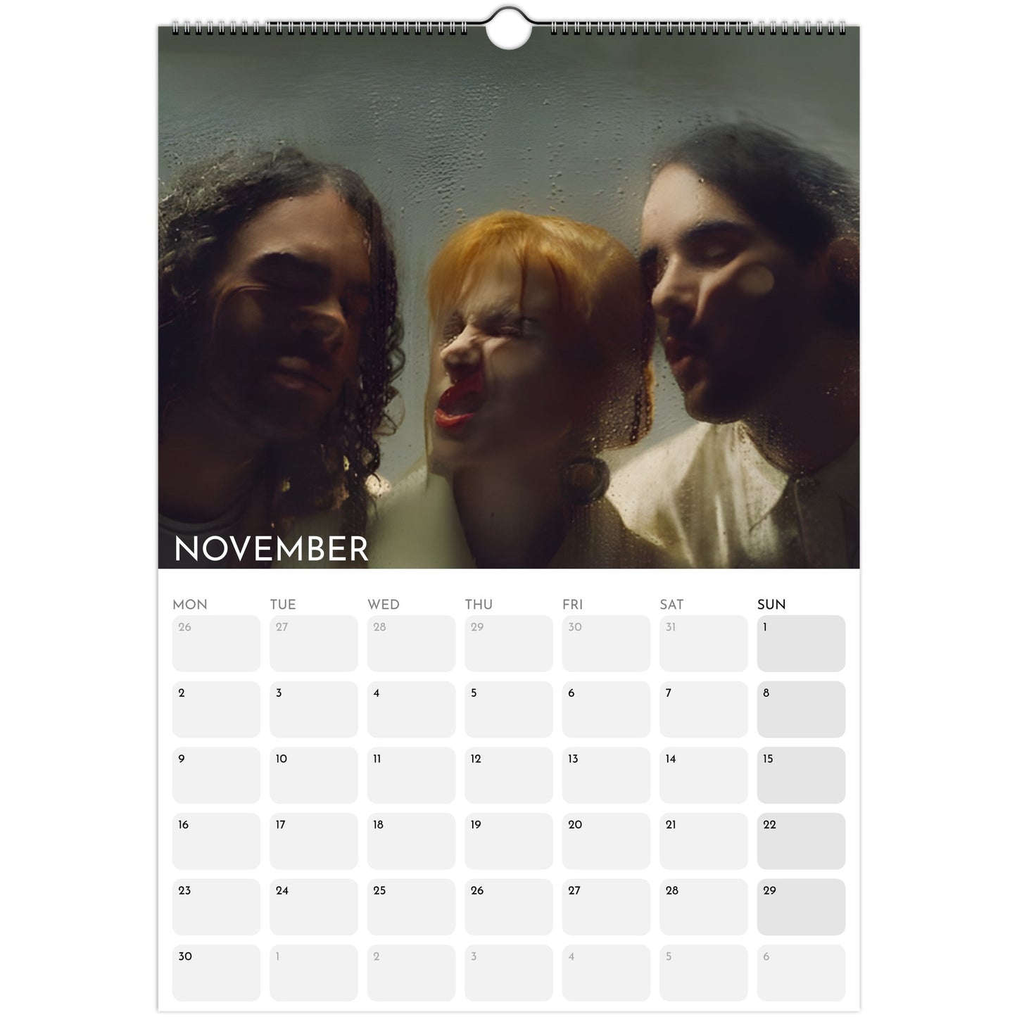 Paramore and Hayley Williams 2026 A3 wall calendar November