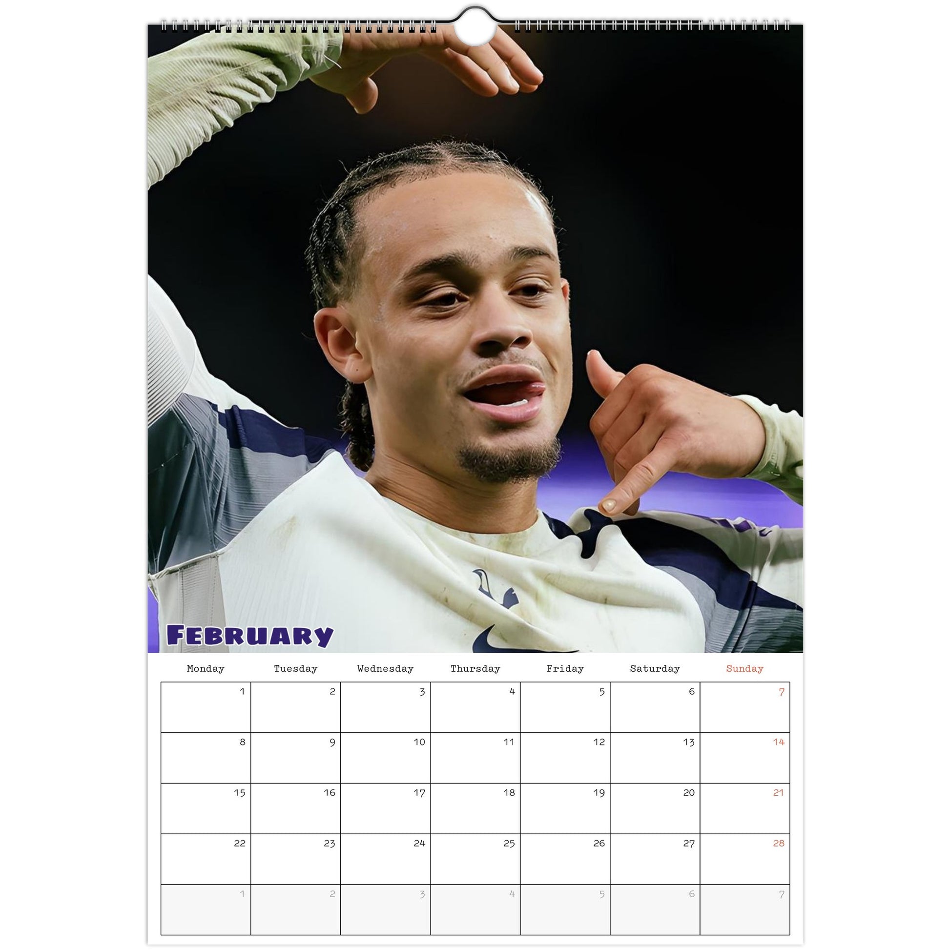 Tottenham Calendar February page
