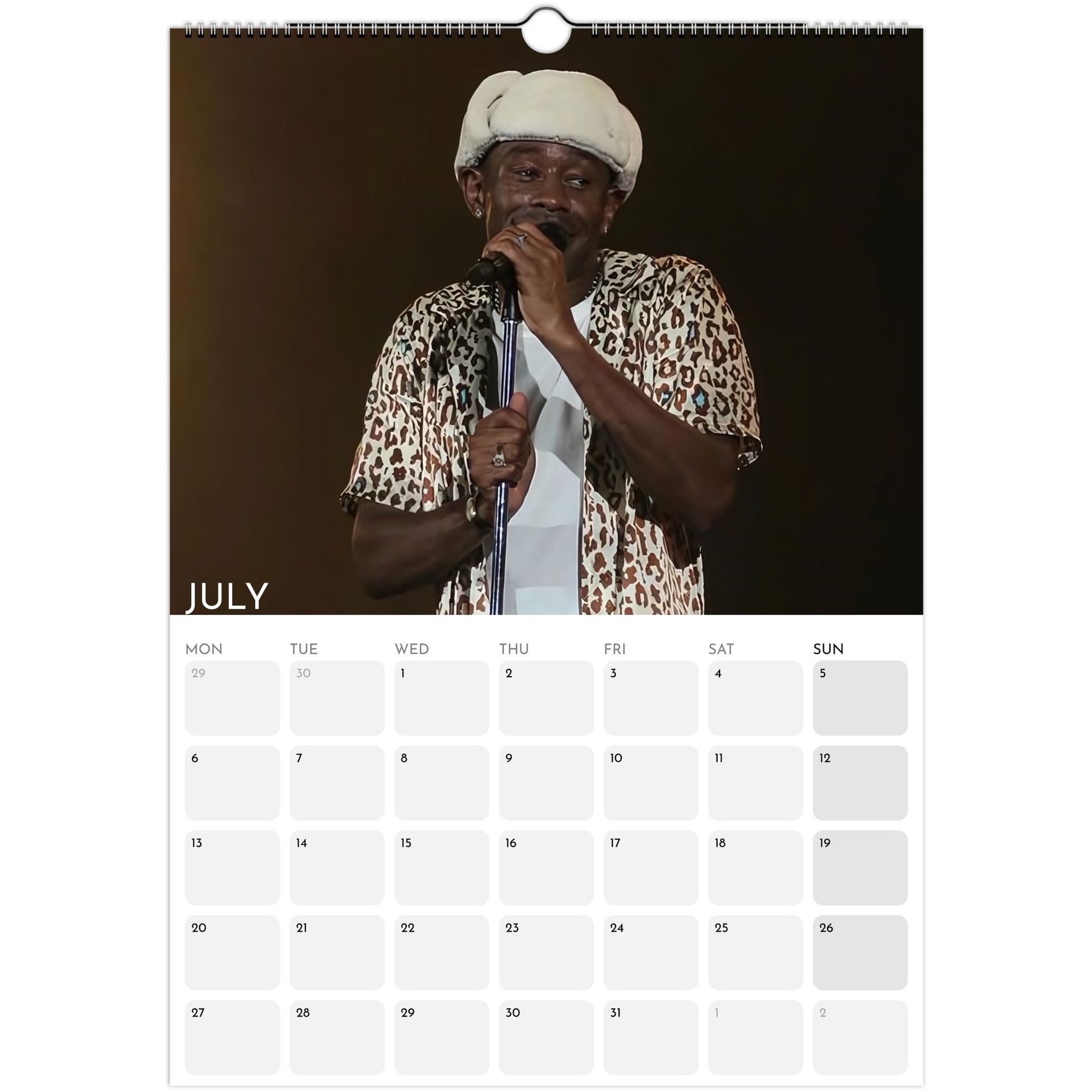 Tyler, The Creator 2026 A3 wall calendar July
