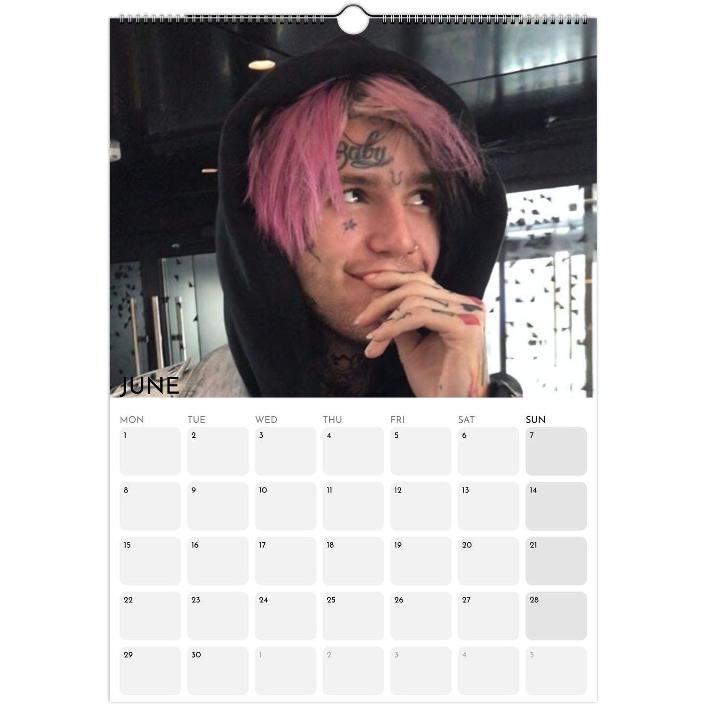 Lil Peep 2026 A3 wall calendar June