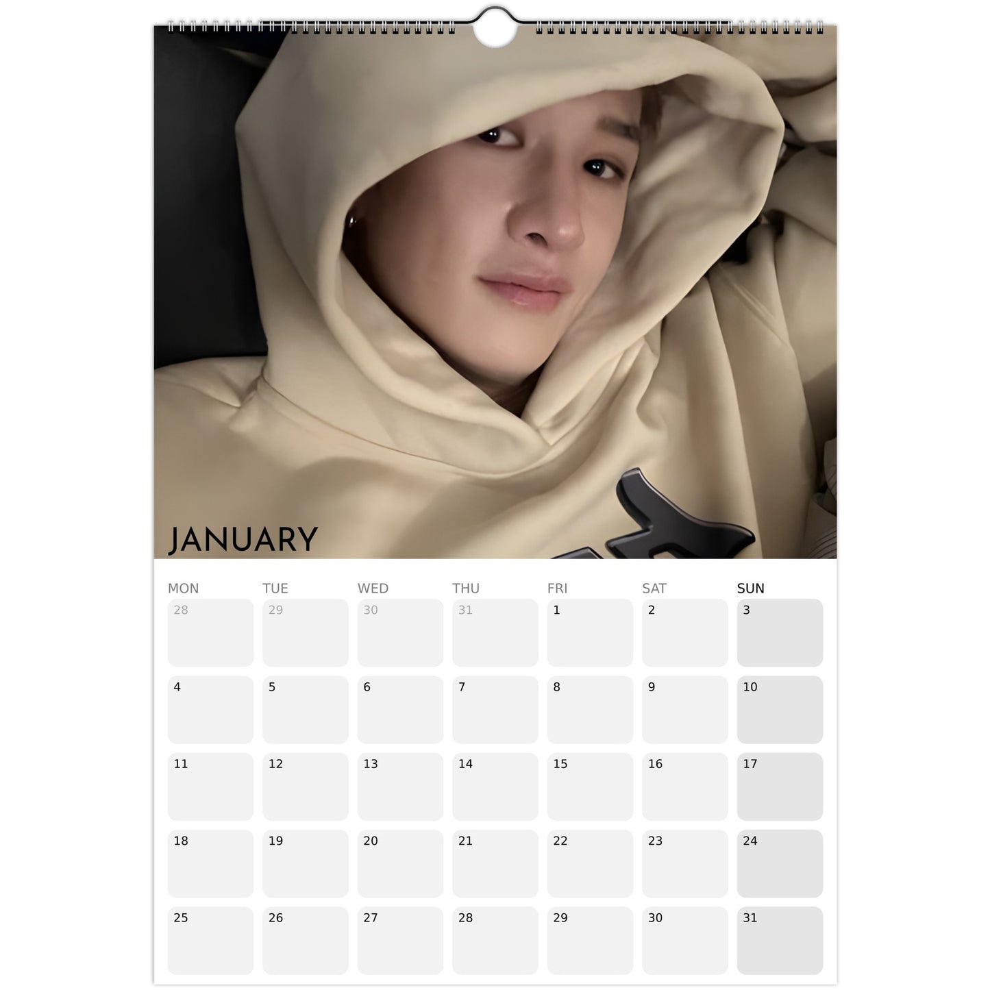Stray Kids Bang Chan 2026 A3 wall calendar January