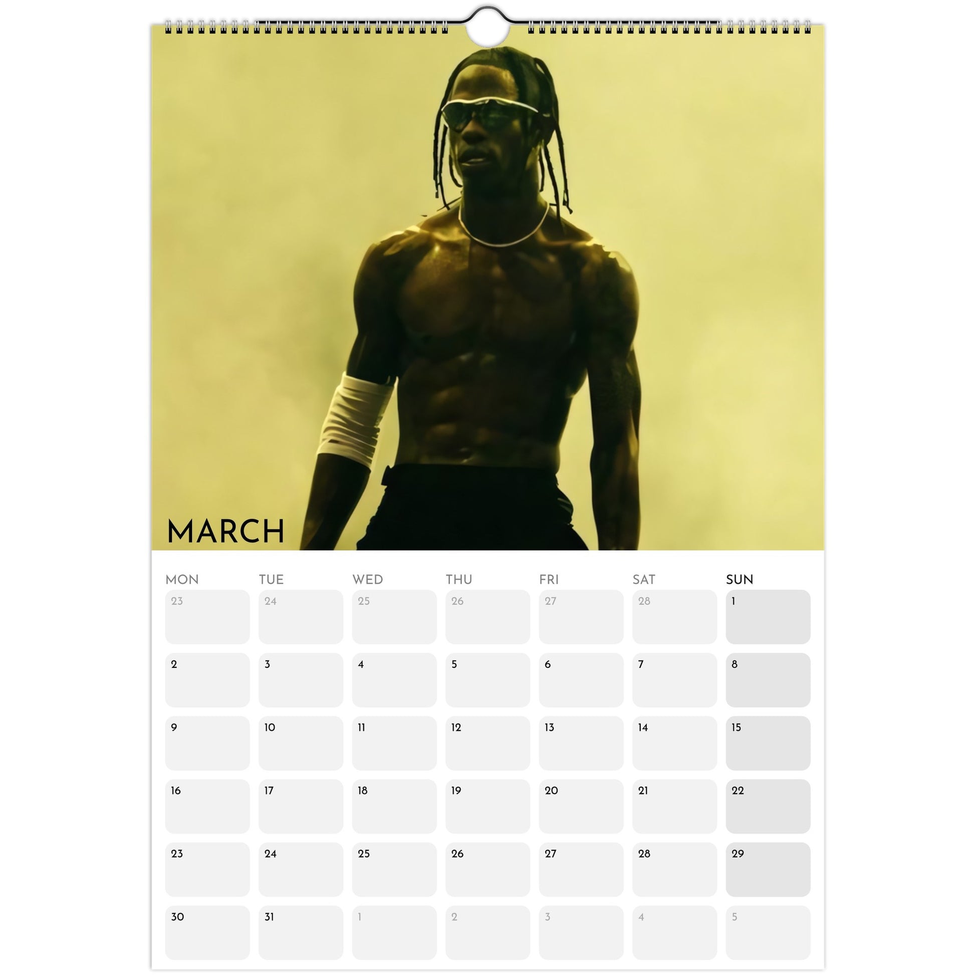 Travis Scott 2026 A3 wall calendar March