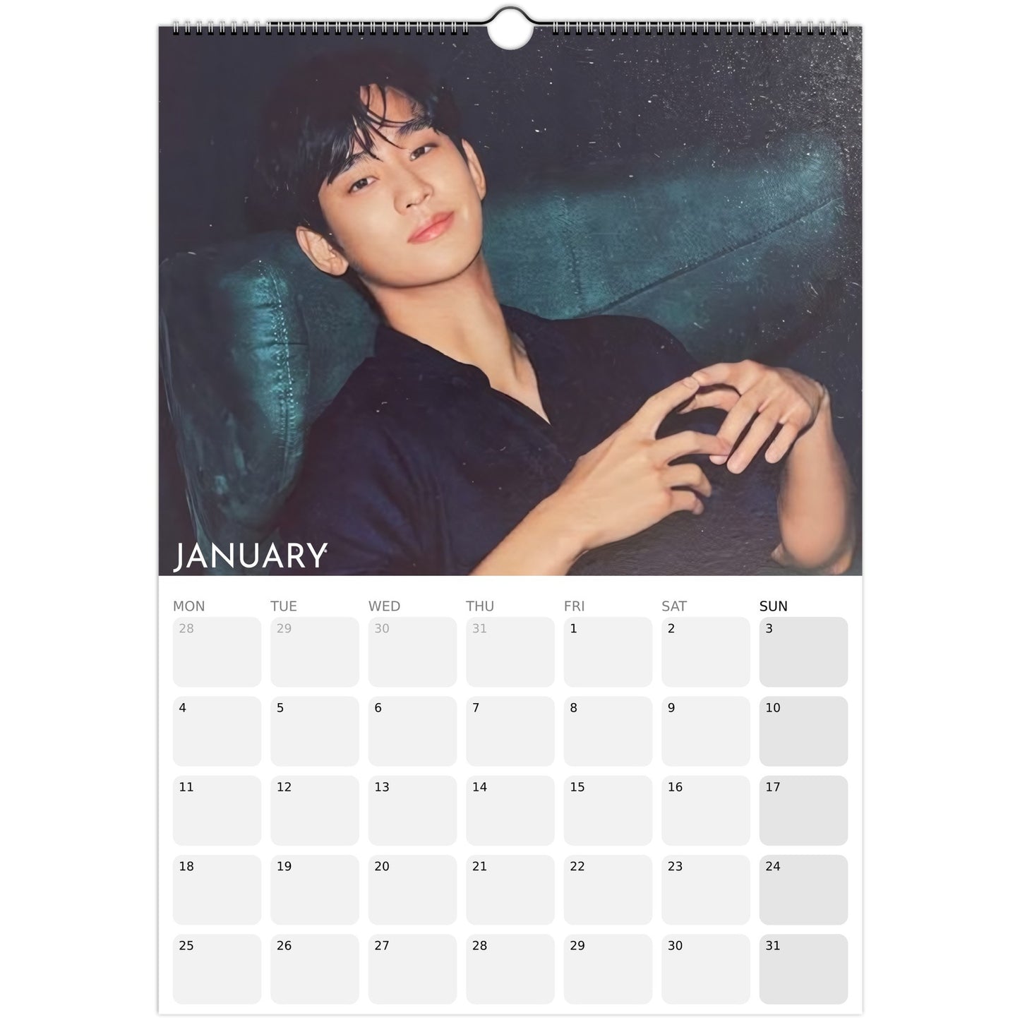 Kim Soo‑hyun 2026 A3 wall calendar January