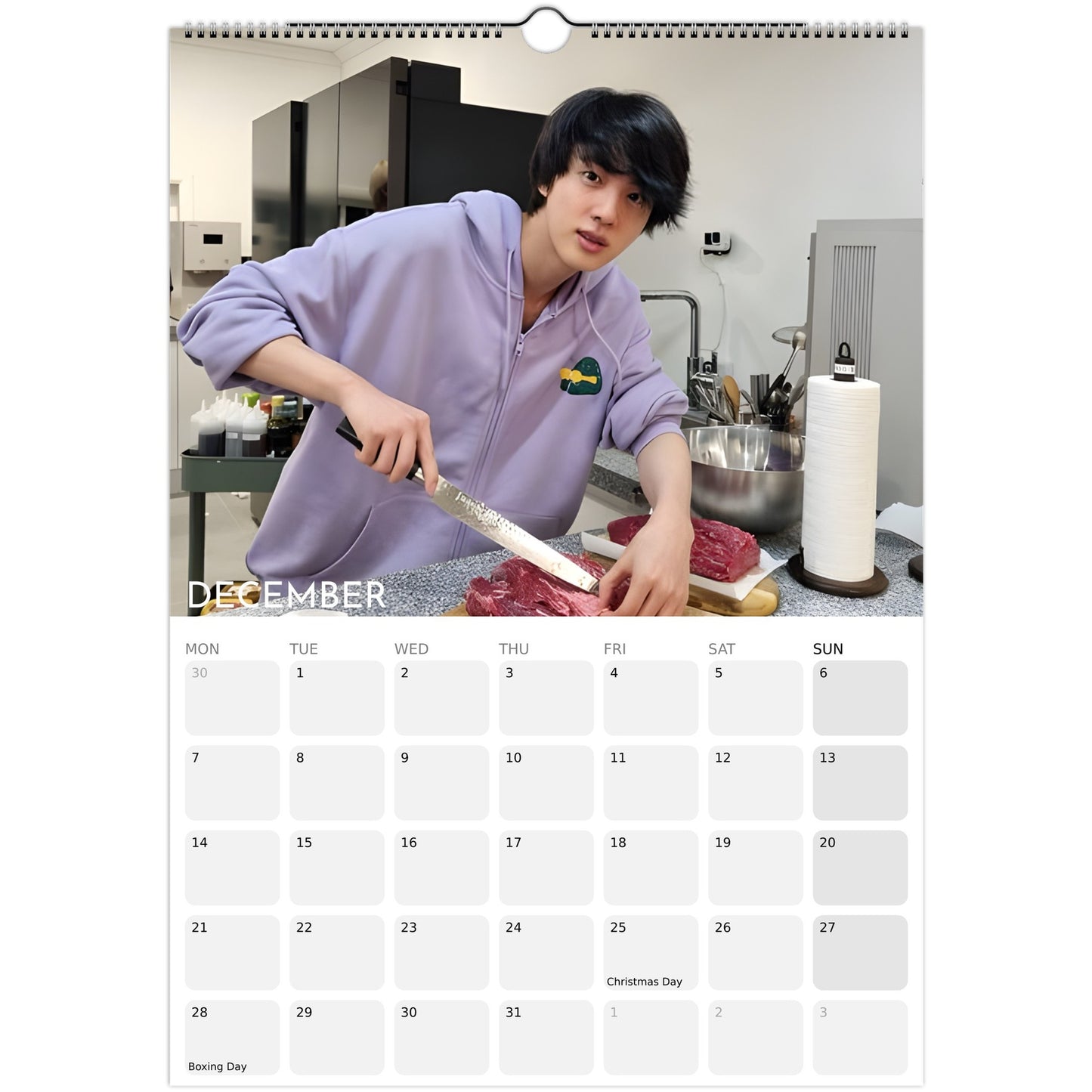 BTS Jin Kim Seok‑jin 2026 A3 boyfriend style calendar December