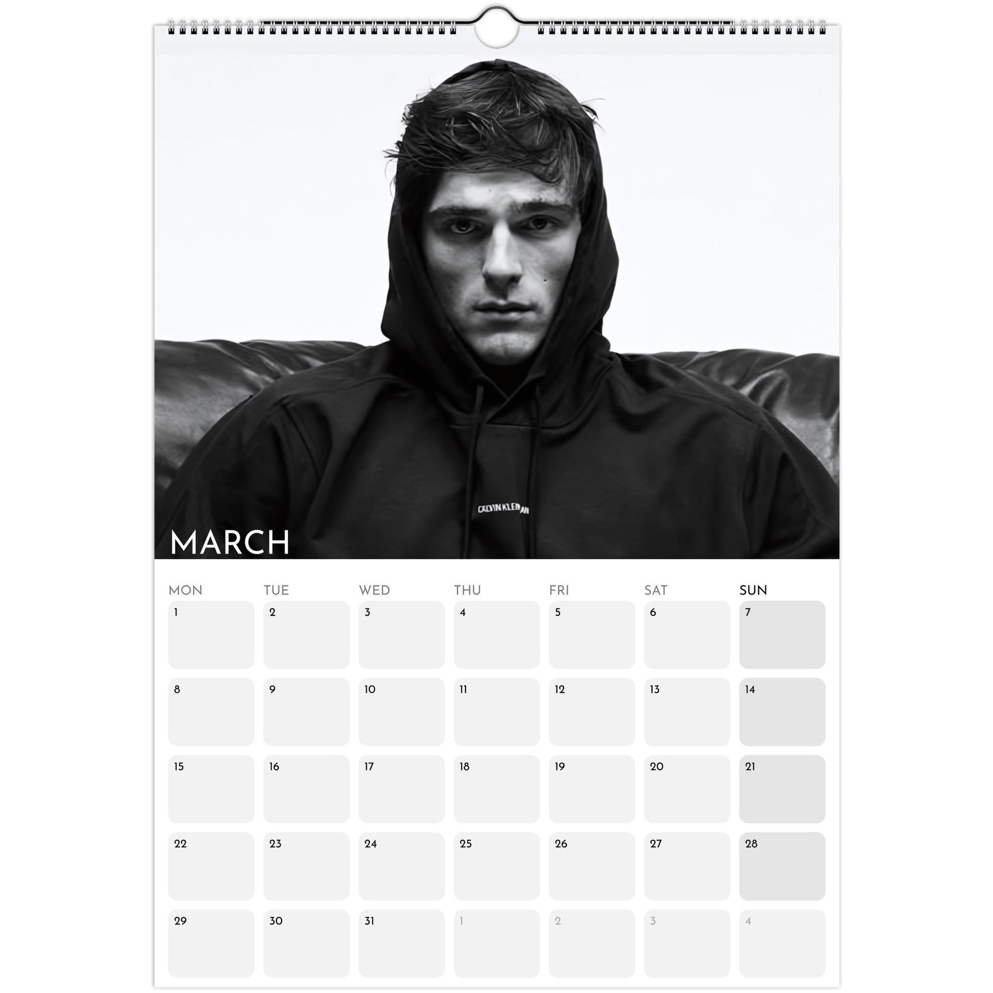 Jacob Elordi 2026 A3 wall calendar March