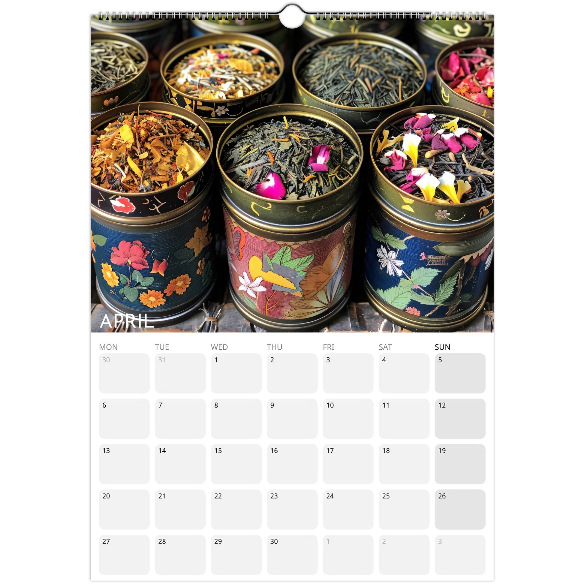 Tea Lovers 2026 A3 wall calendar April