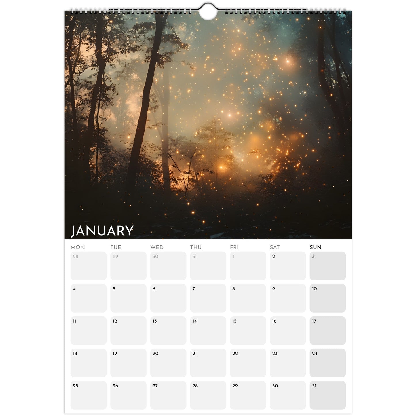 Enchanted Forest 2026 A3 wall calendar January 2027