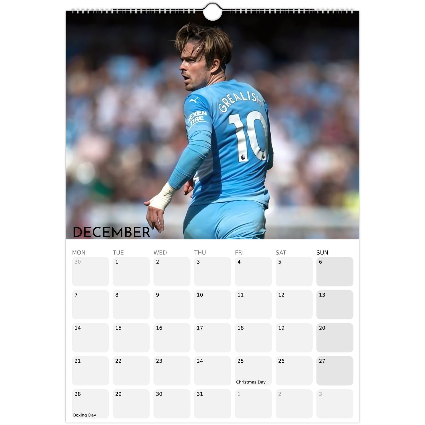 Jack Grealish 2026 A3 wall calendar December