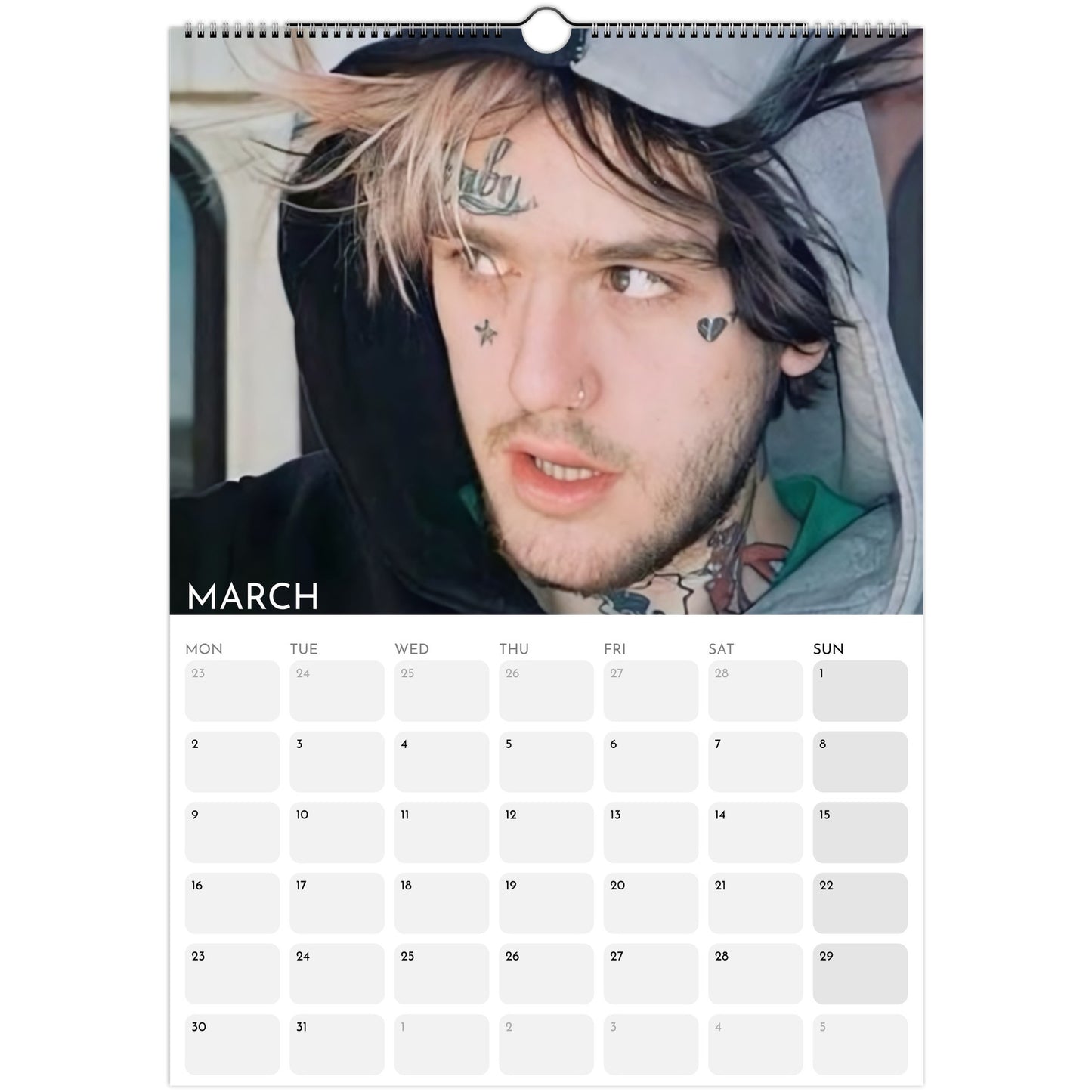 Lil Peep 2026 A3 wall calendar March