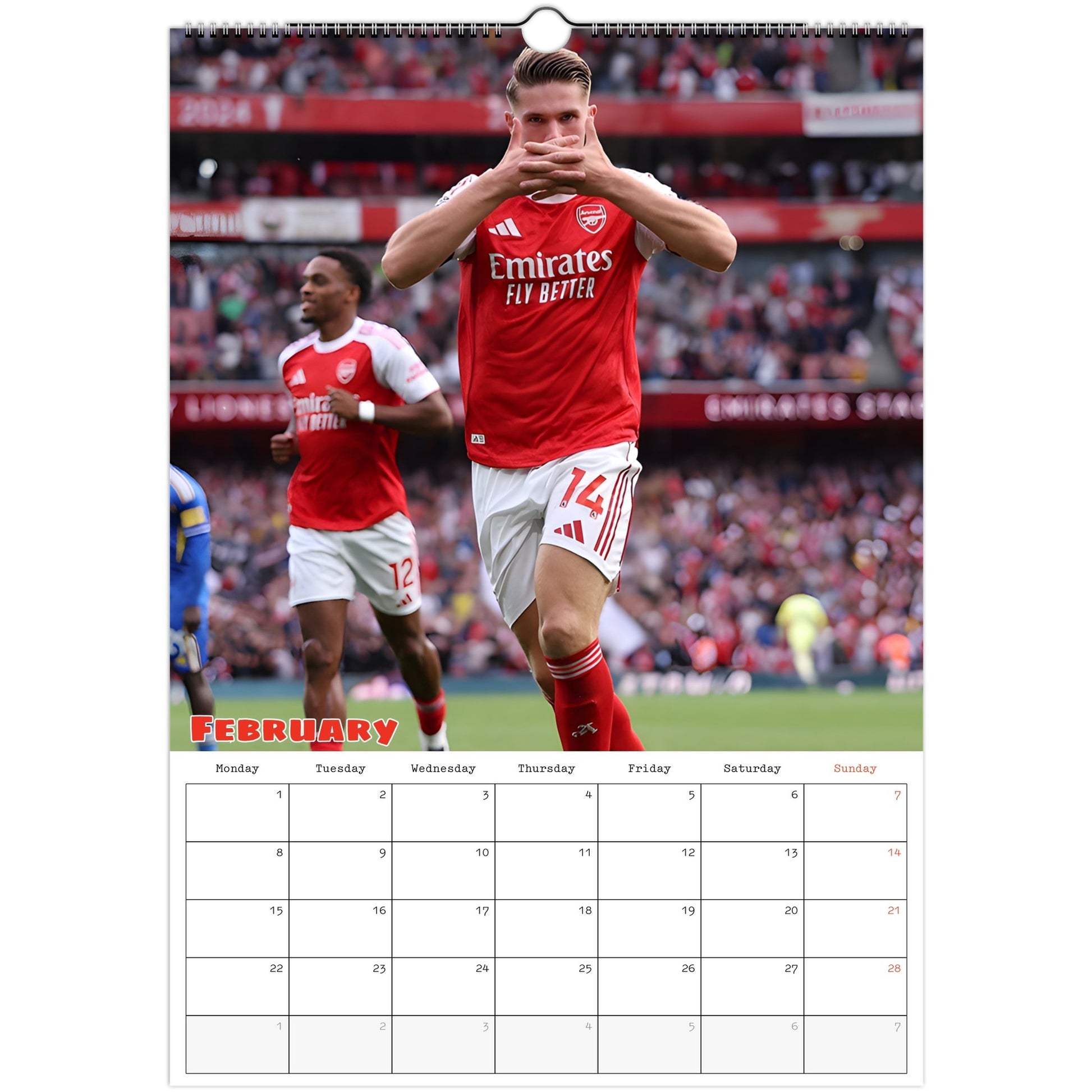 Arsenal Calendar February page