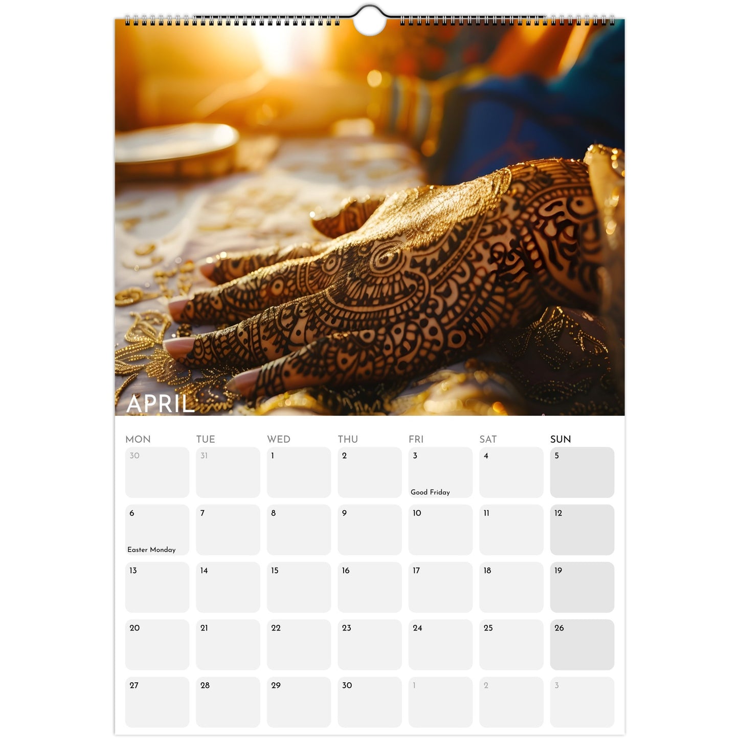 Beautiful India 2026 A3 wall calendar April