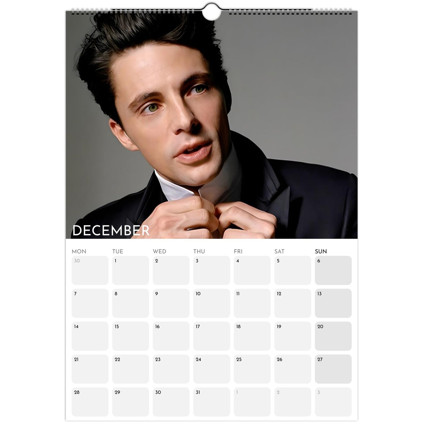 Matthew Goode 2026 A3 wall calendar December