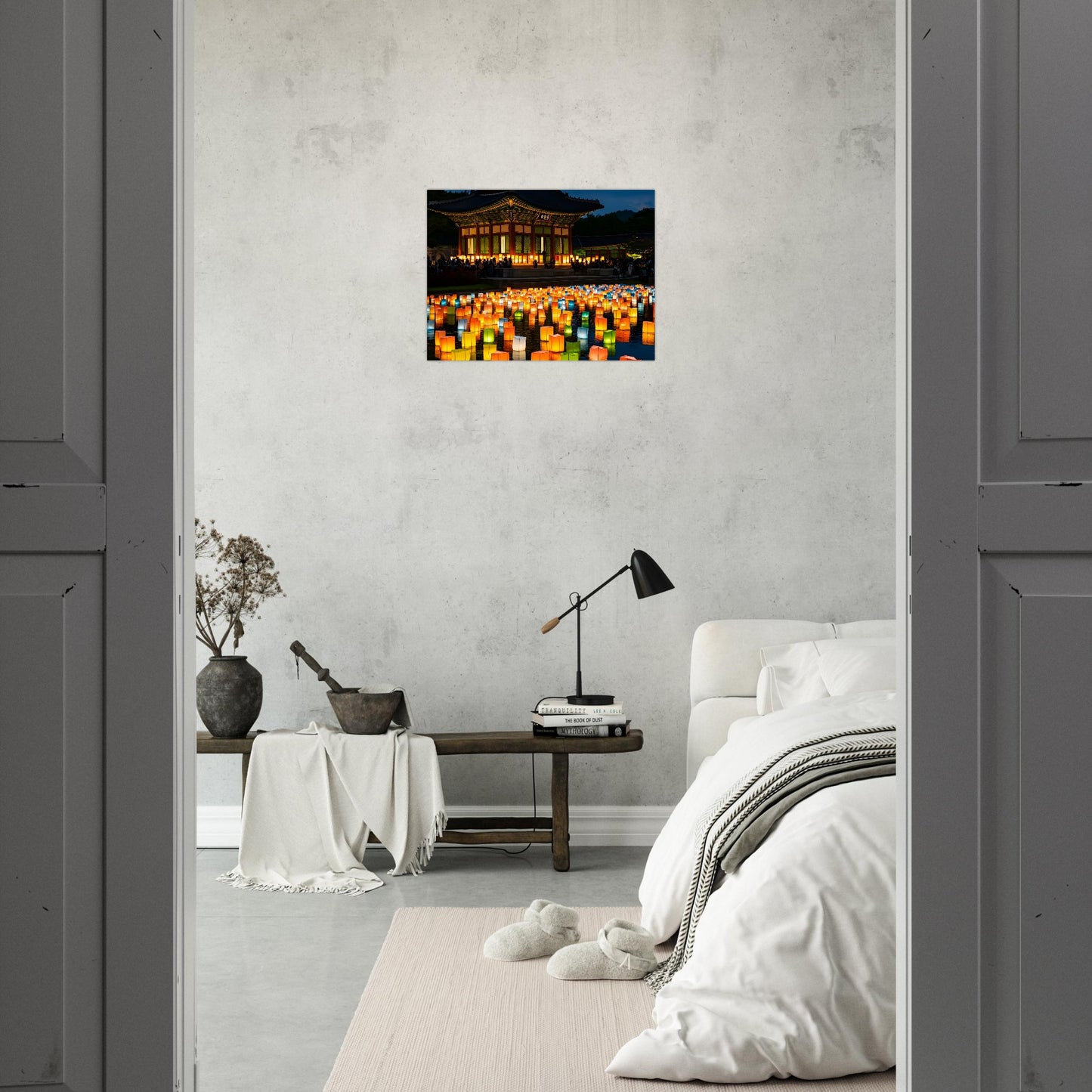 Aesthetic Korean floating lanterns artwork for home or office decor