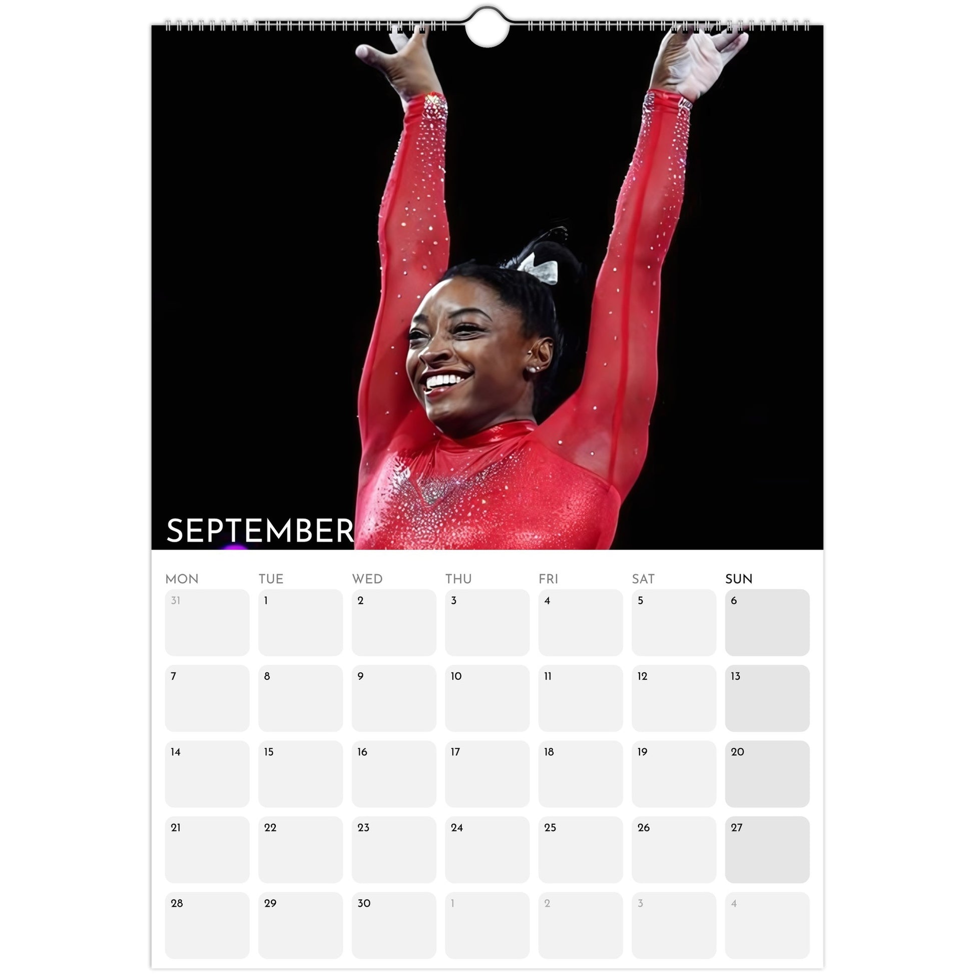 Simone Biles 2026 A3 wall calendar September