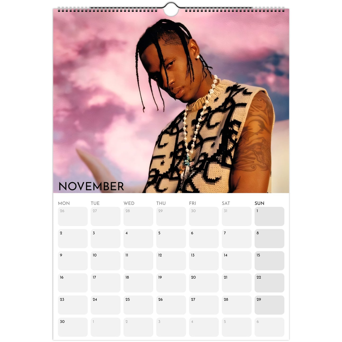 Travis Scott 2026 A3 wall calendar November