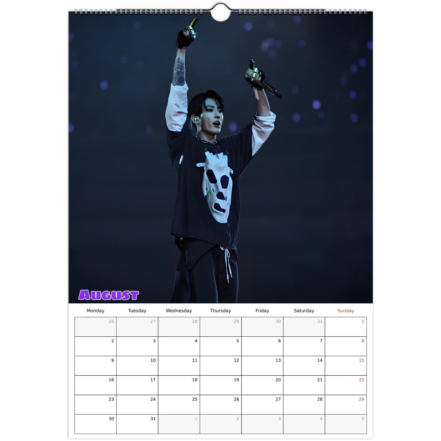 BTS Jungkook Calendar 2027 August page