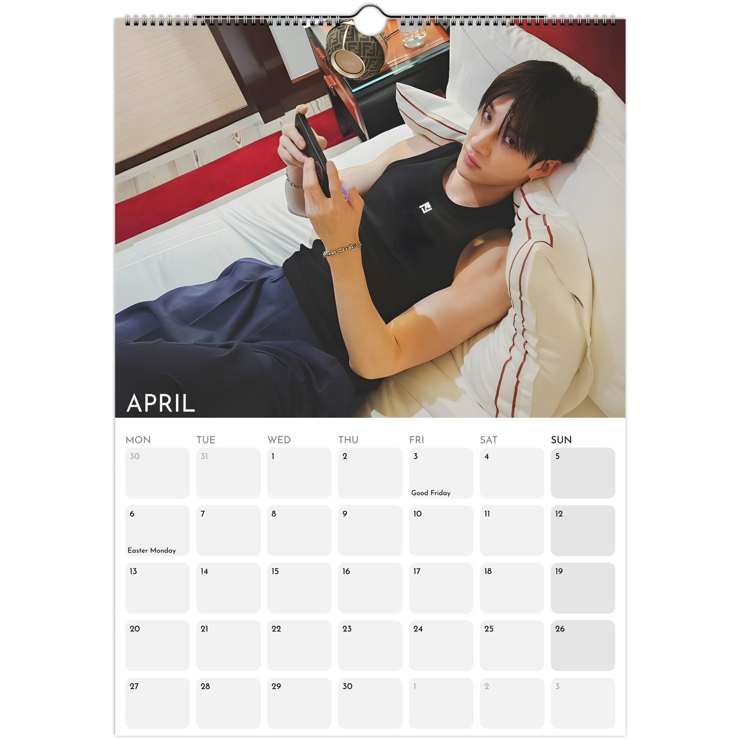 Stray Kids Bang Chan 2026 A3 wall calendar April