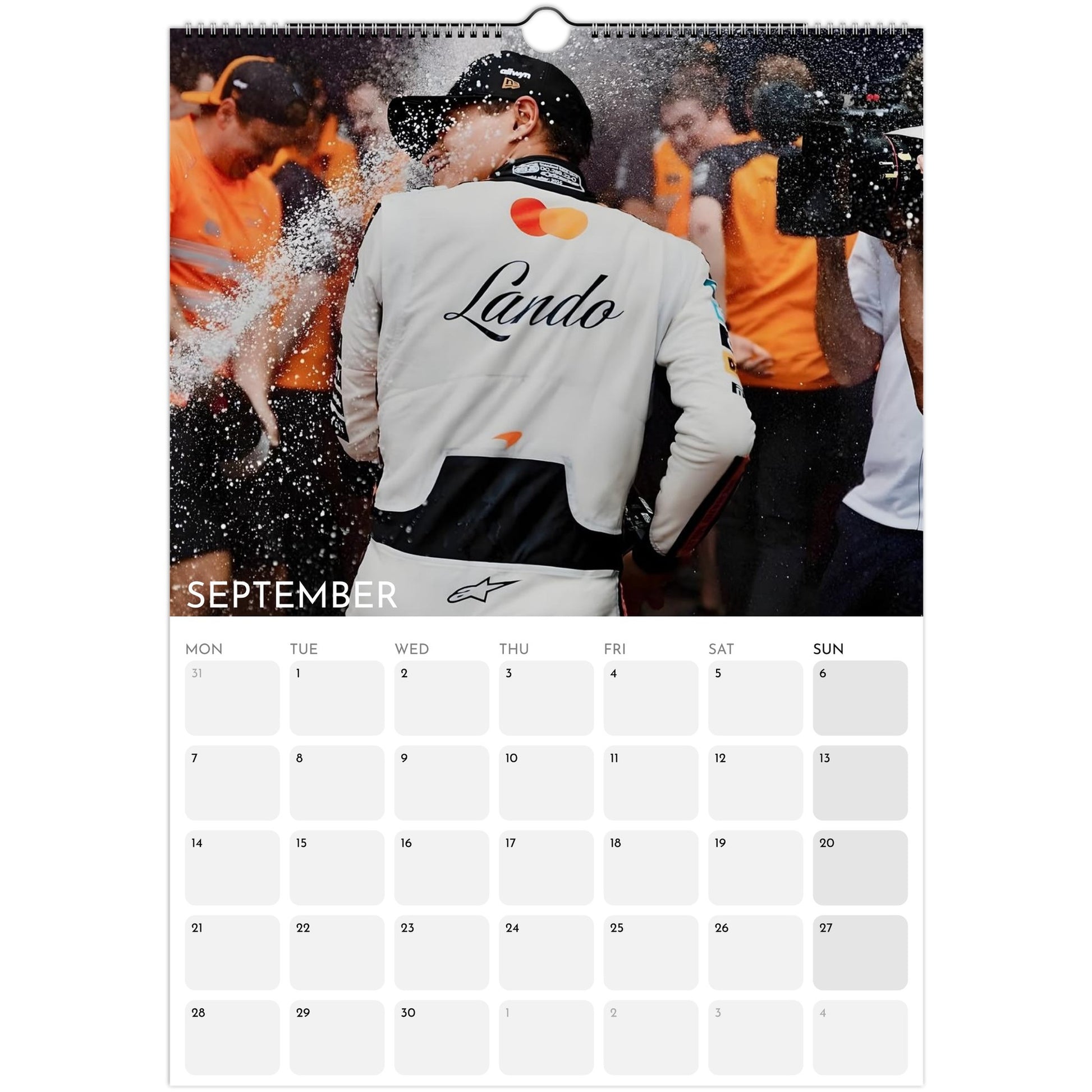 Lando Norris March 2026 to March 2027 calendar