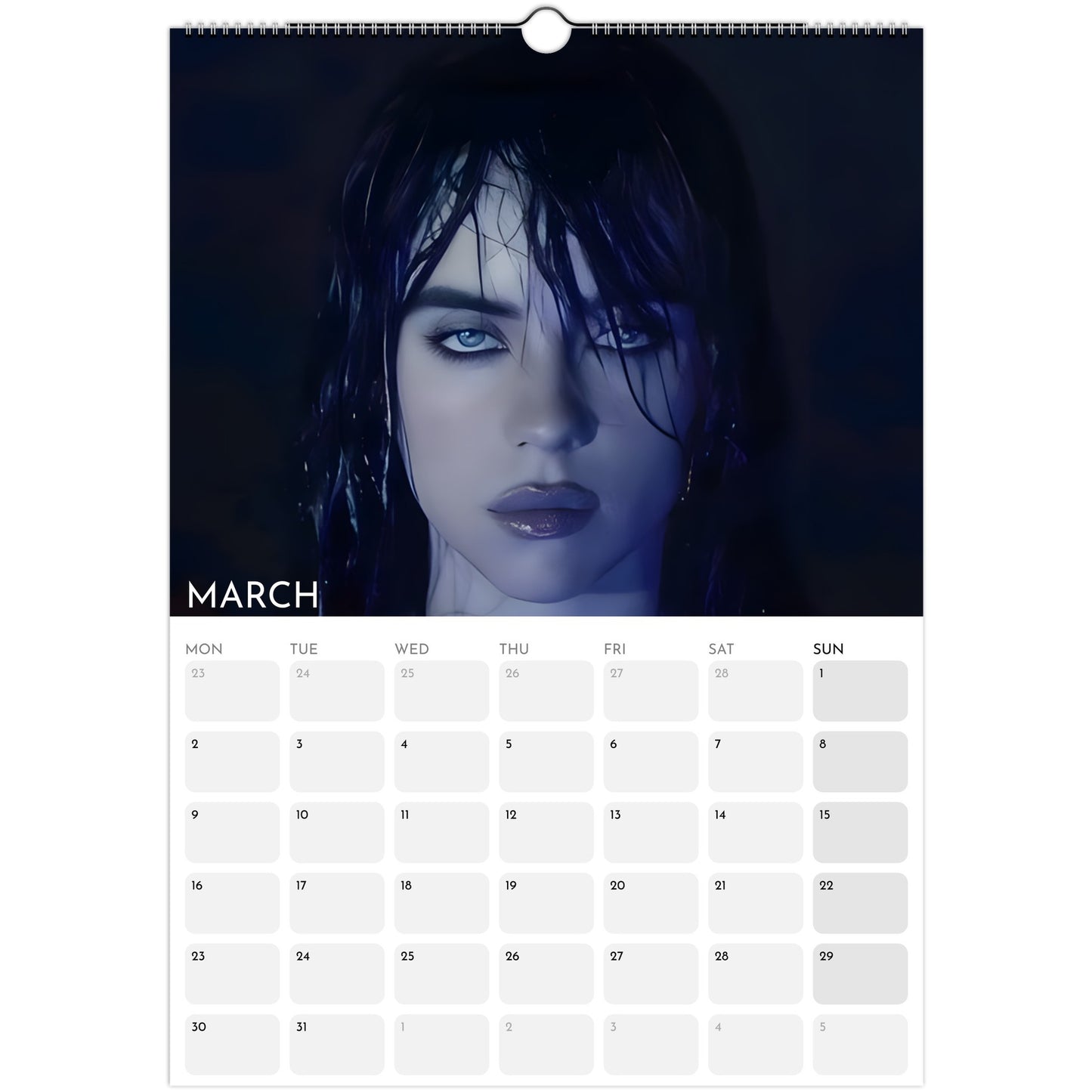 Billie Eilish 2026 A3 wall calendar March
