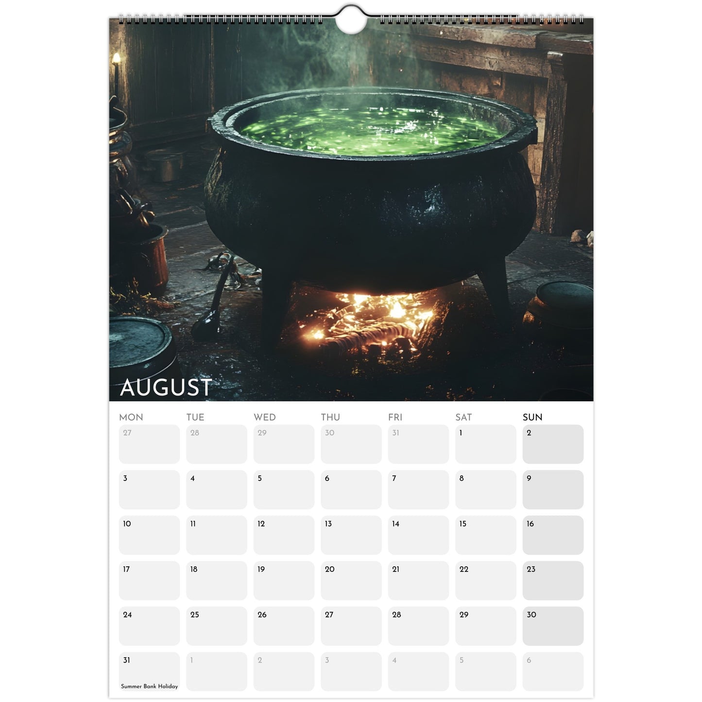 Witches’ Circle 2026 A3 wall calendar August
