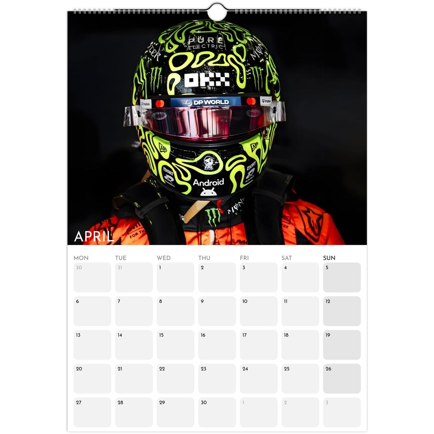 Lando Norris motorsport wall calendar
