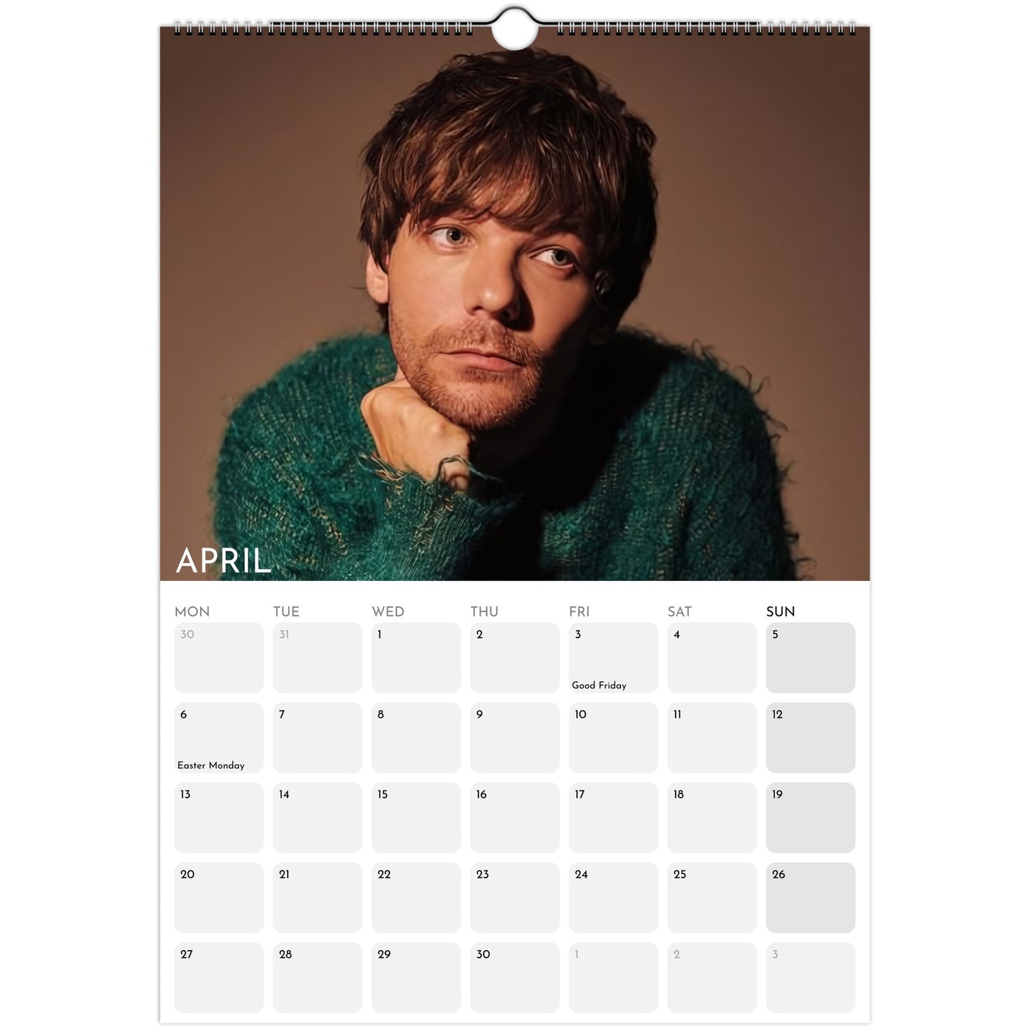 Louis Tomlinson 2026 A3 wall calendar April