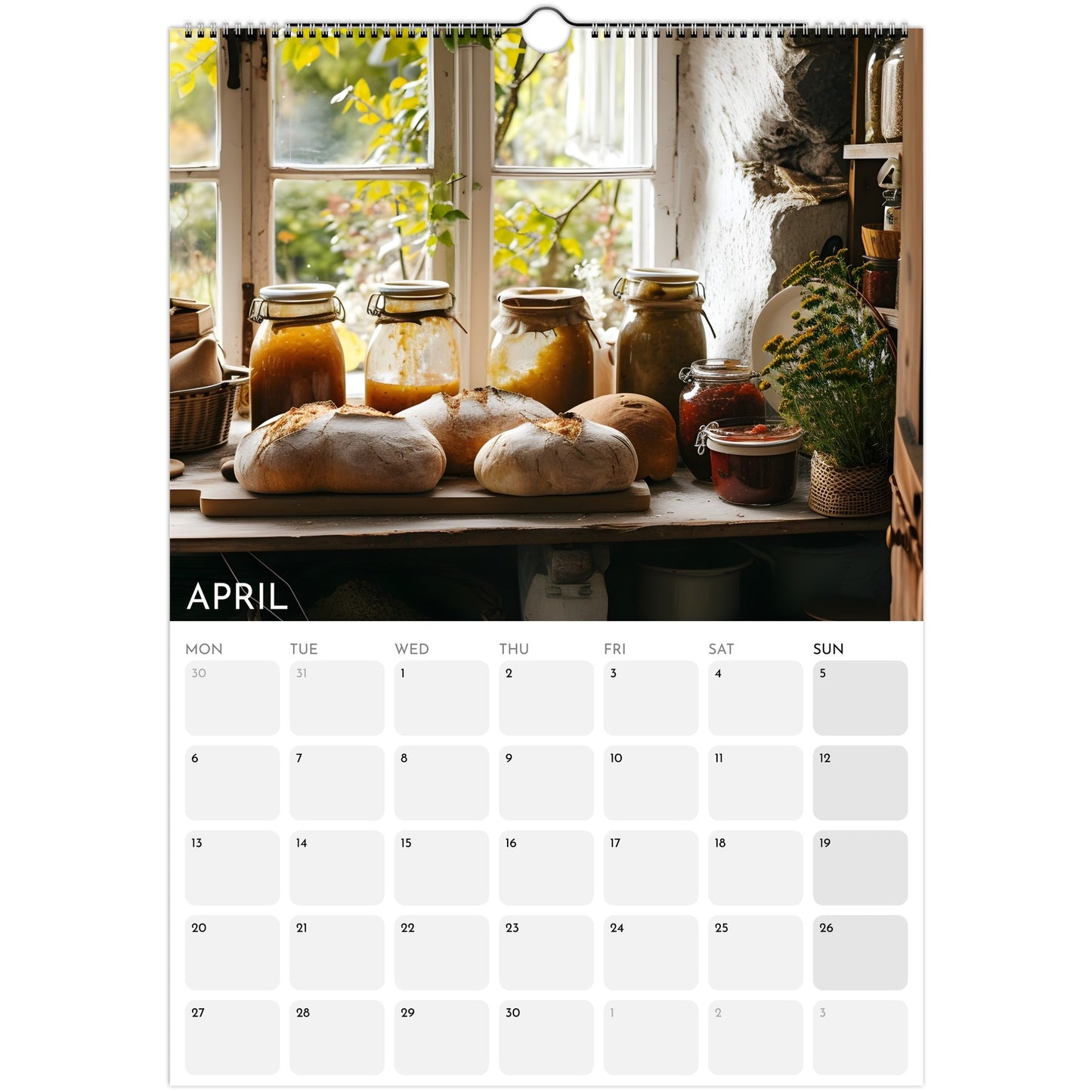 Dreams of Simplicity 2026 A3 wall calendar April