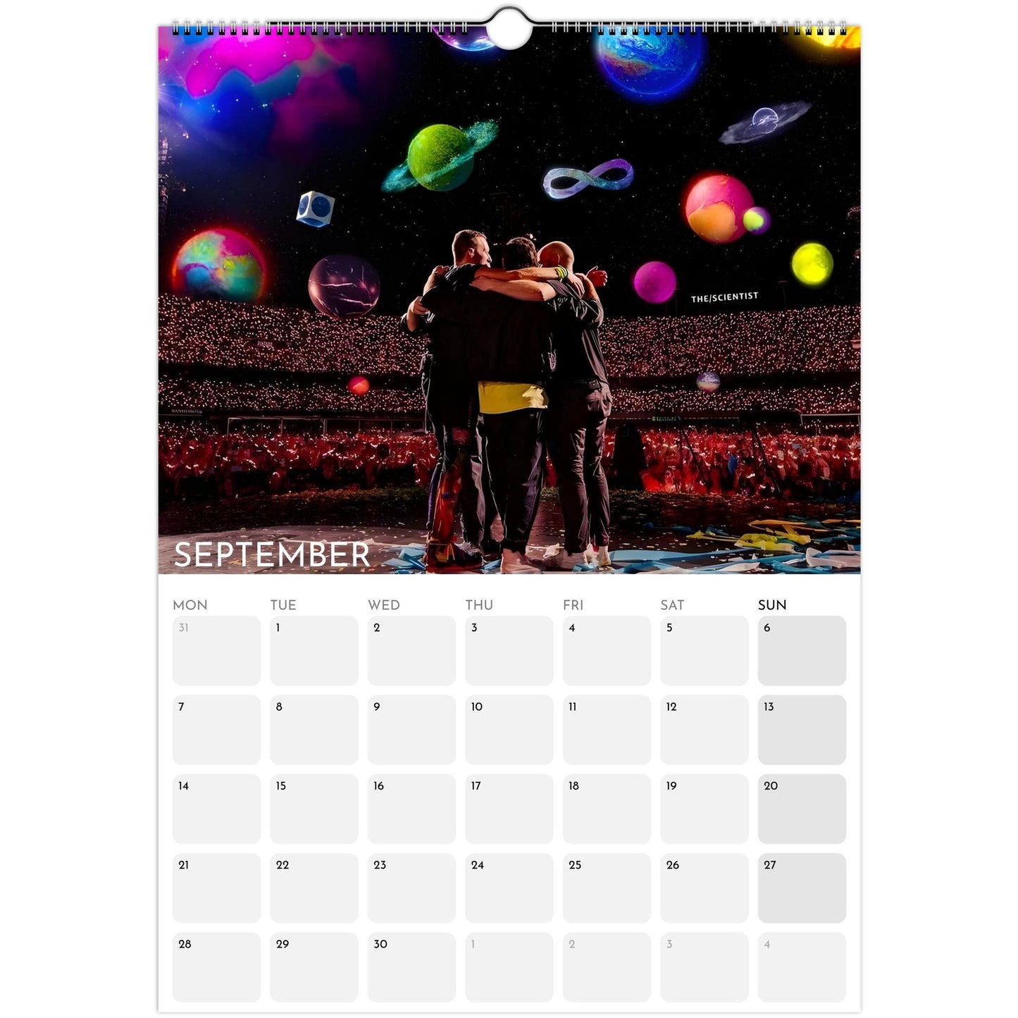 Coldplay 2026 A3 wall calendar September