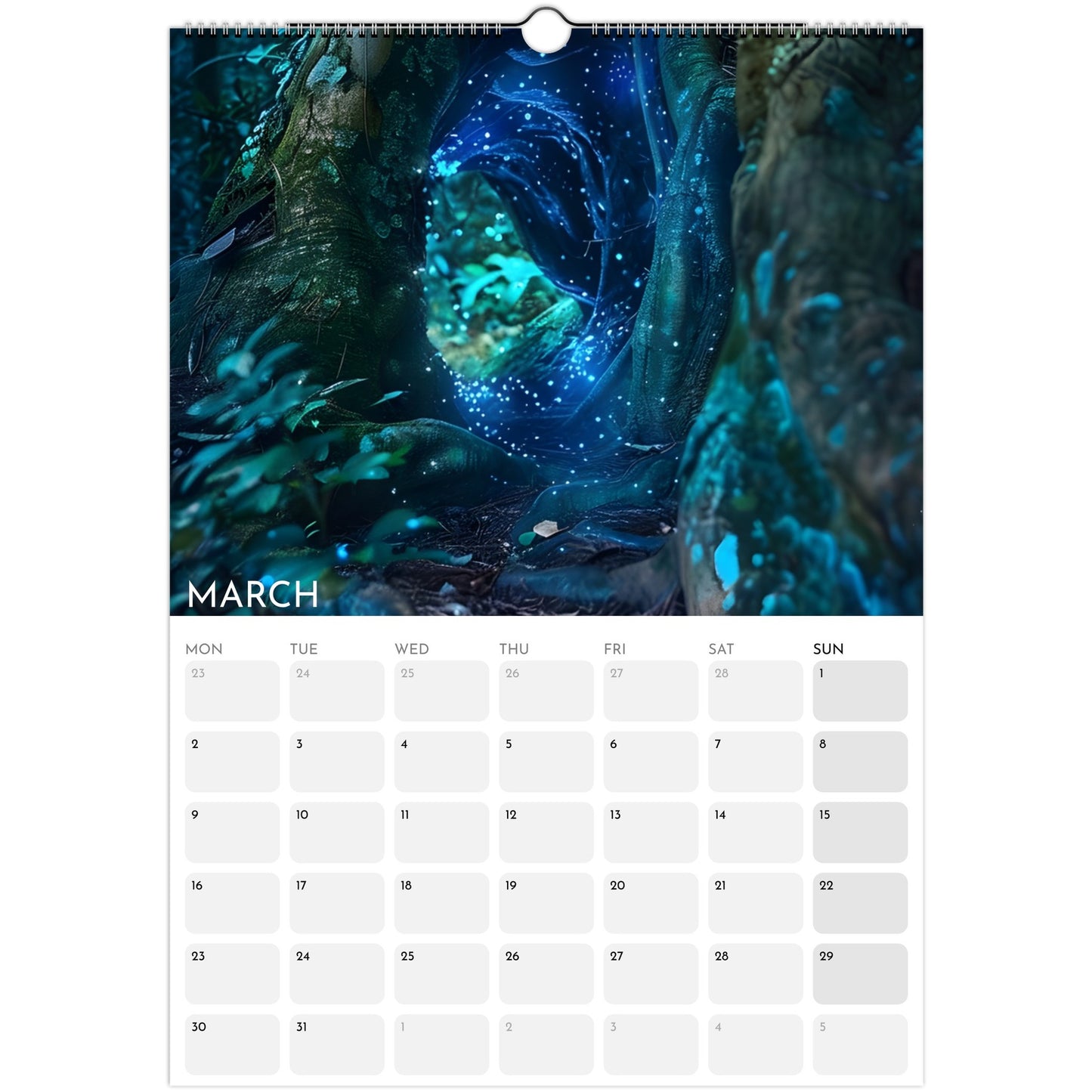 Enchanted Forest 2026 A3 wall calendar March
