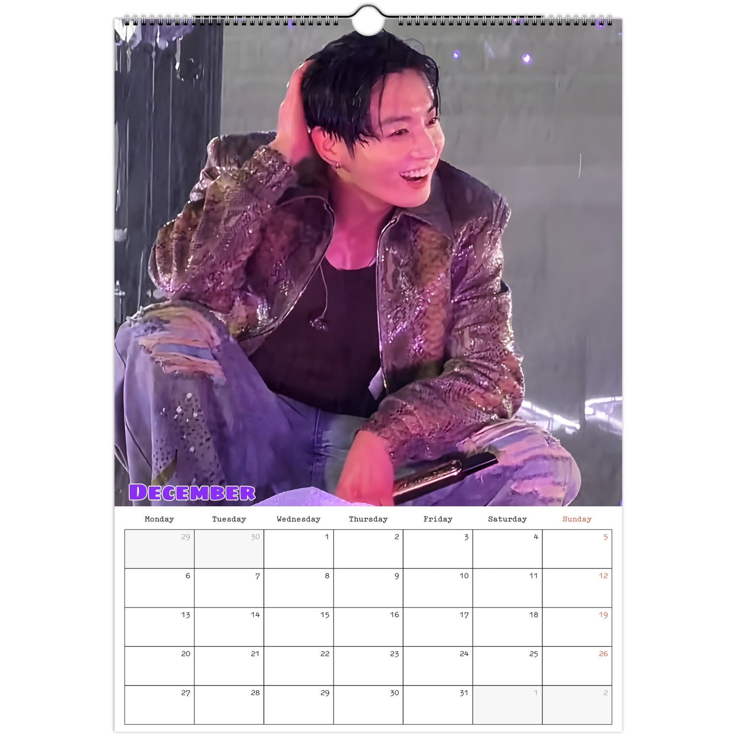 BTS Jungkook Calendar 2027 December page