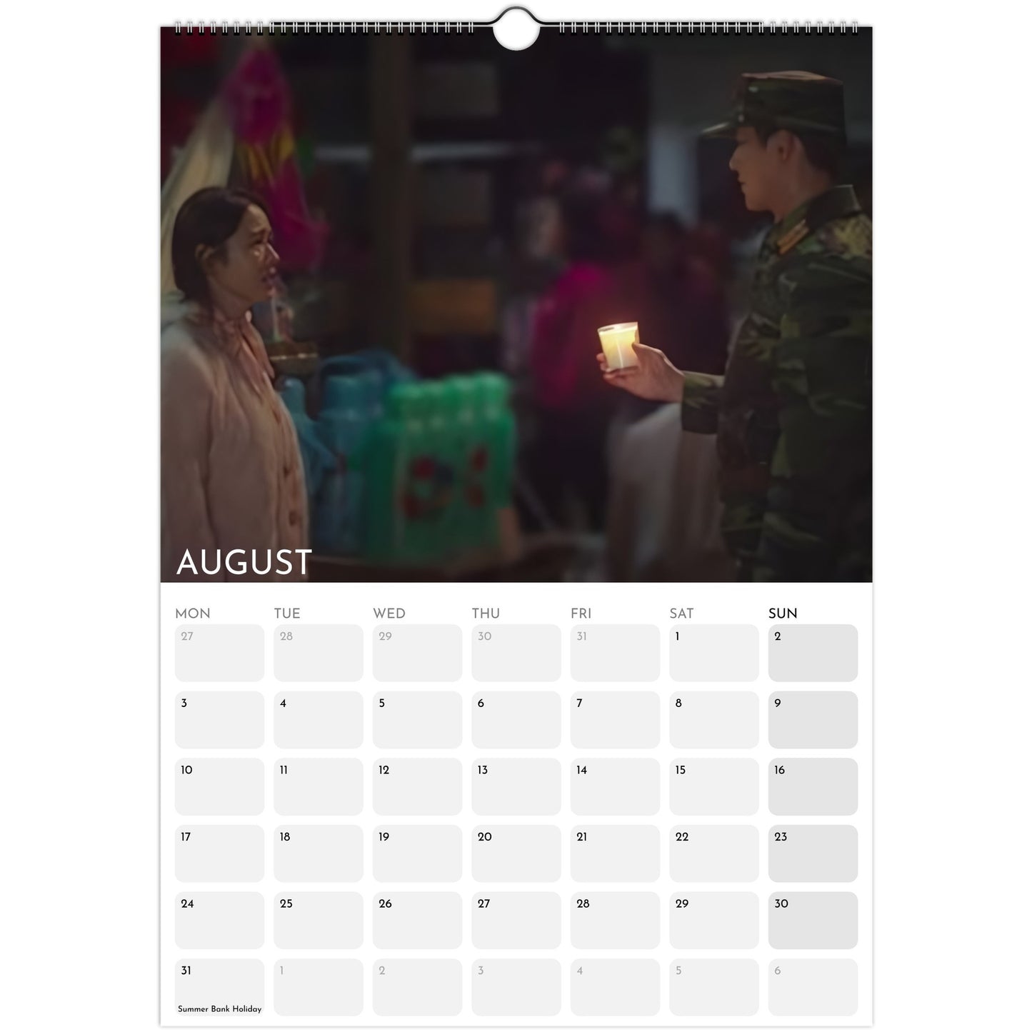 Crash Landing on You 2026 A3 wall calendar August