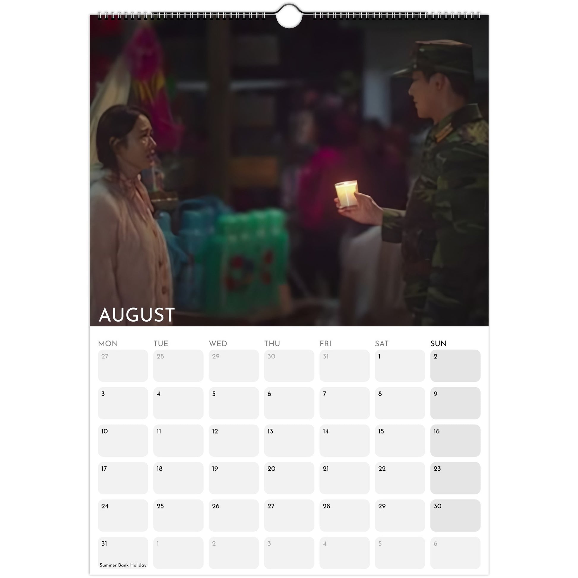 Crash Landing on You 2026 A3 wall calendar August