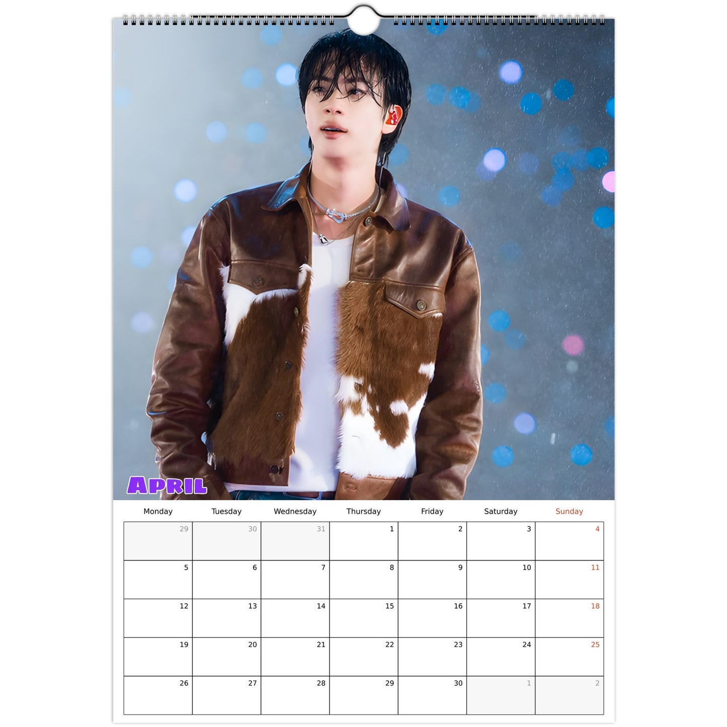 BTS Jin Calendar 2027 April page