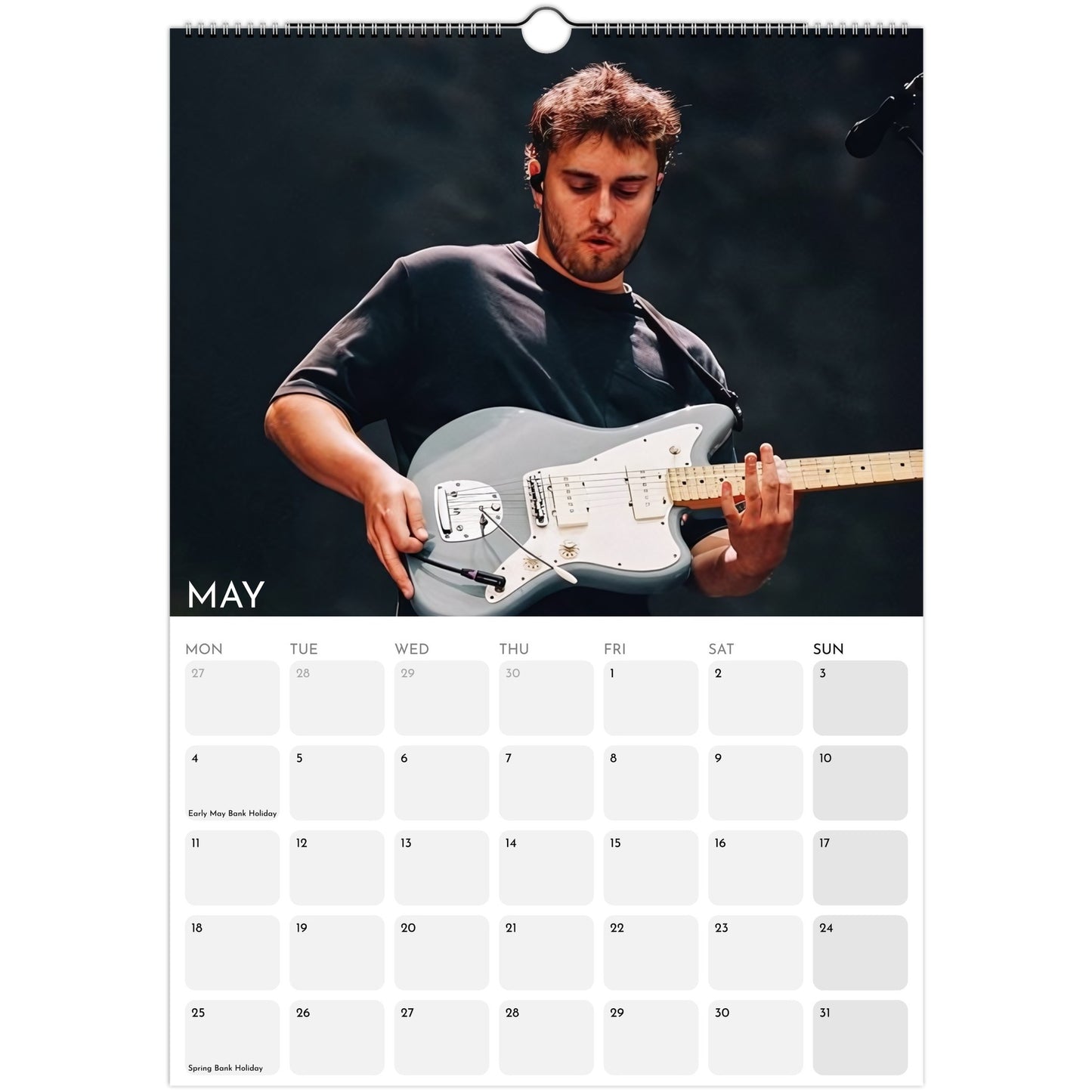 Sam Fender 2026 A3 wall calendar May