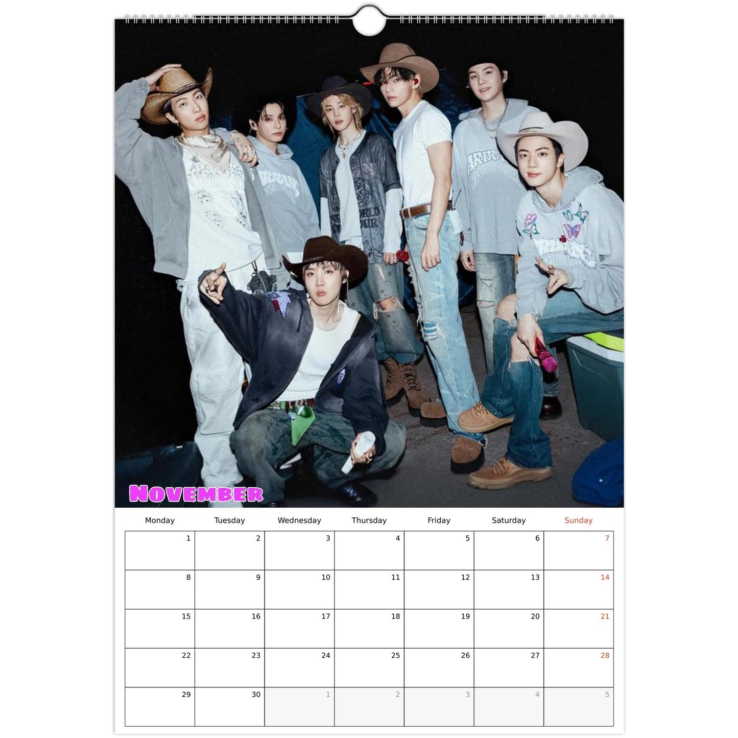 BTS November calendar page 