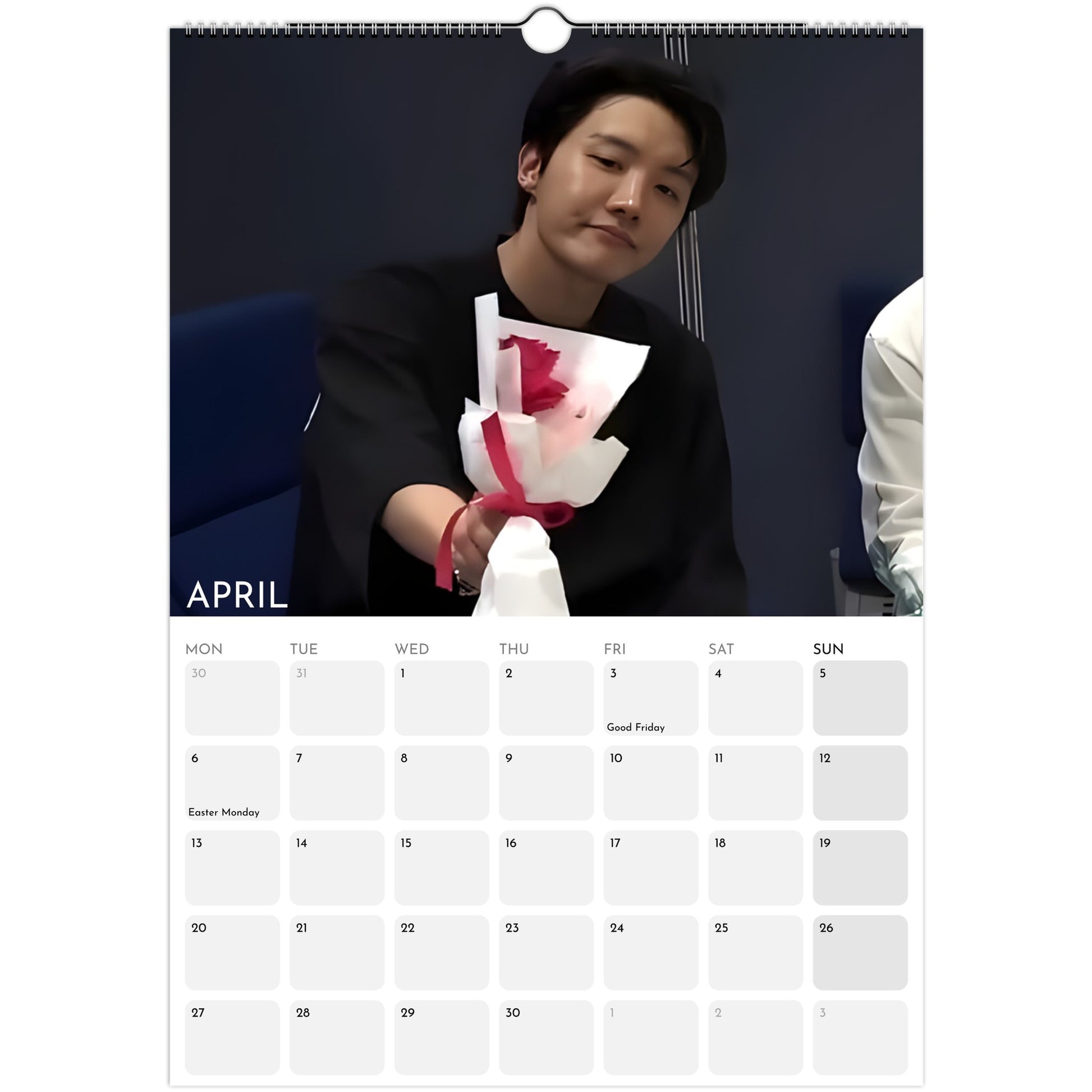 BTS J‑Hope Hobi 2026 A3 boyfriend style calendar April