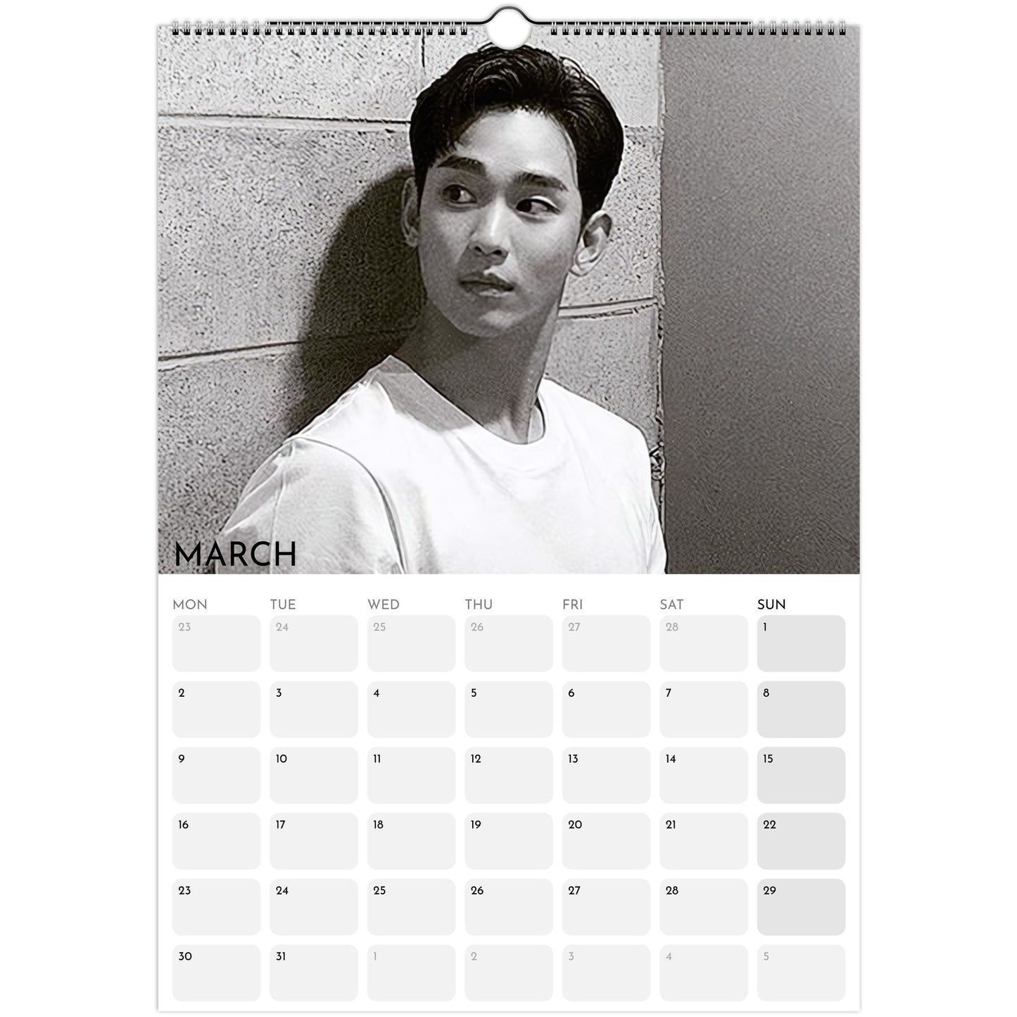 Kim Soo‑hyun 2026 A3 wall calendar March