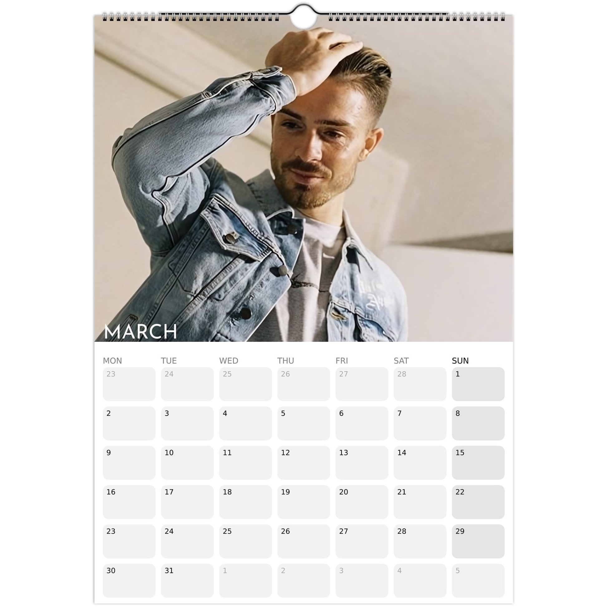 Jack Grealish 2026 A3 wall calendar March