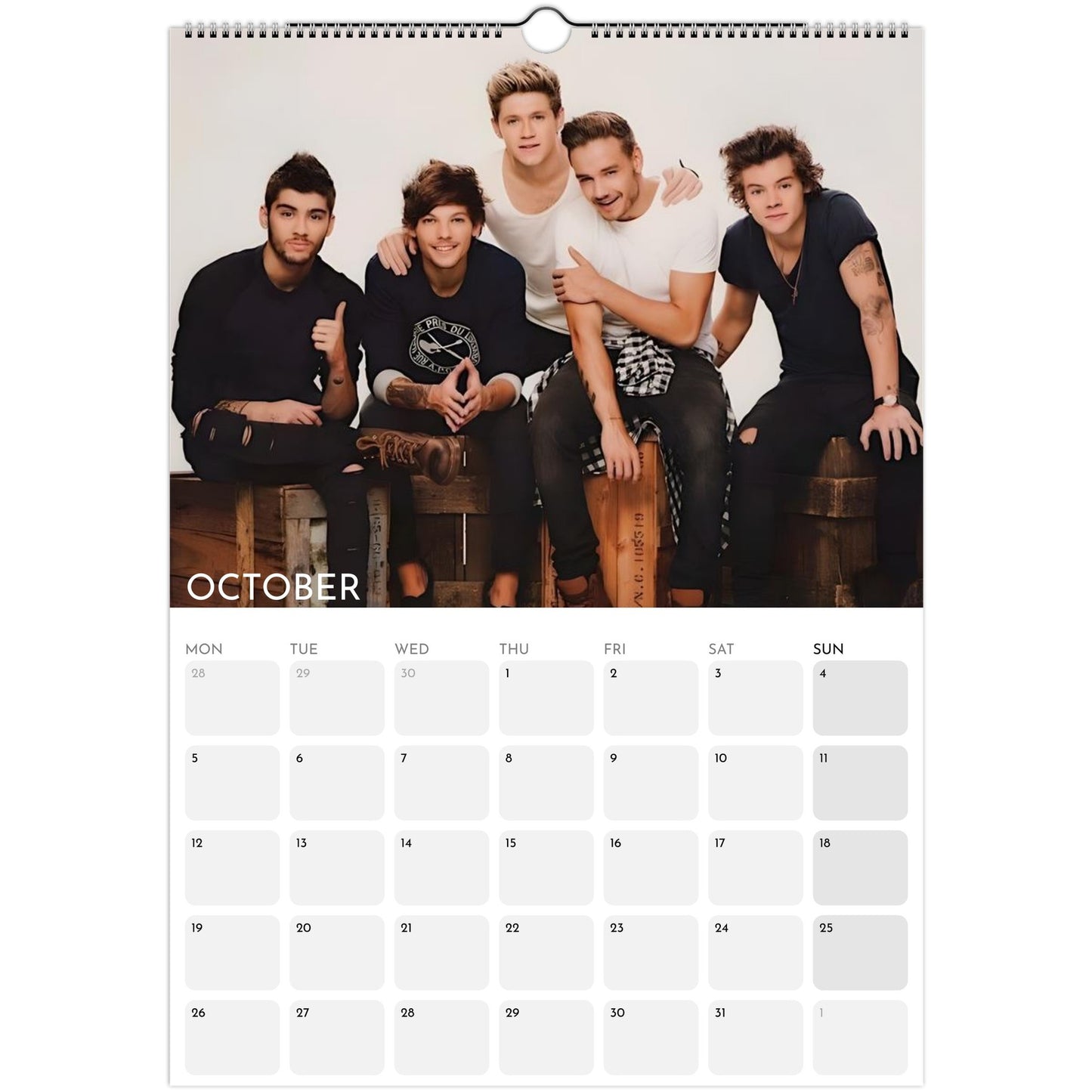 One Direction 2026 A3 wall calendar October 2026