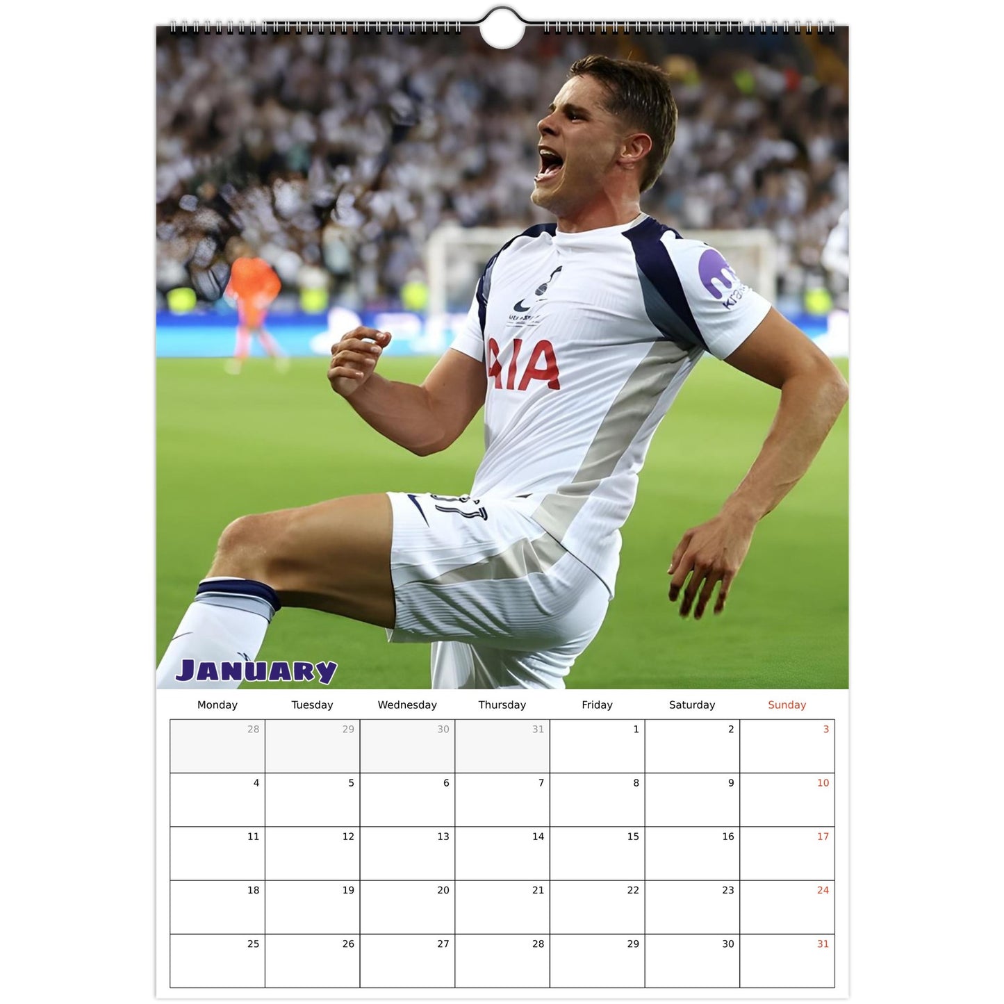 Tottenham Calendar January page