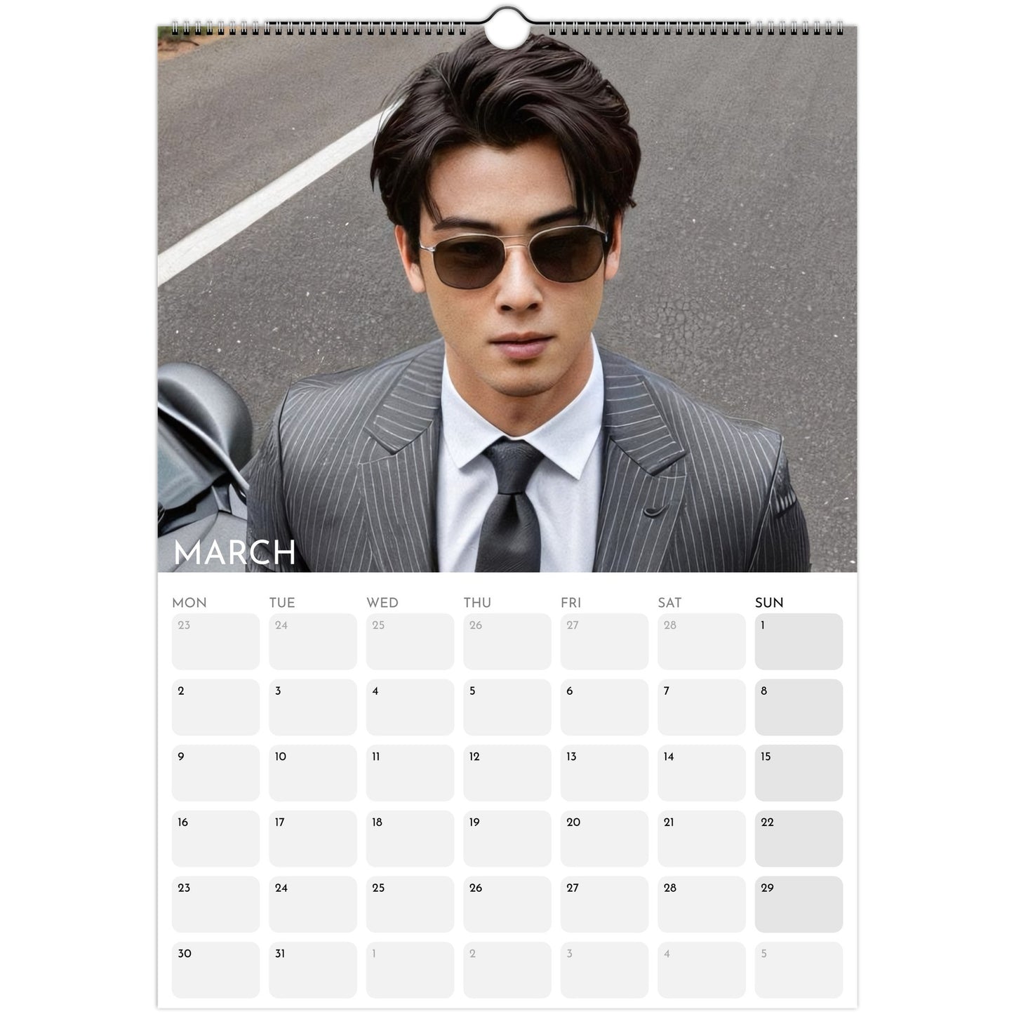 Cha Eun‑woo 2026 A3 wall calendar March
