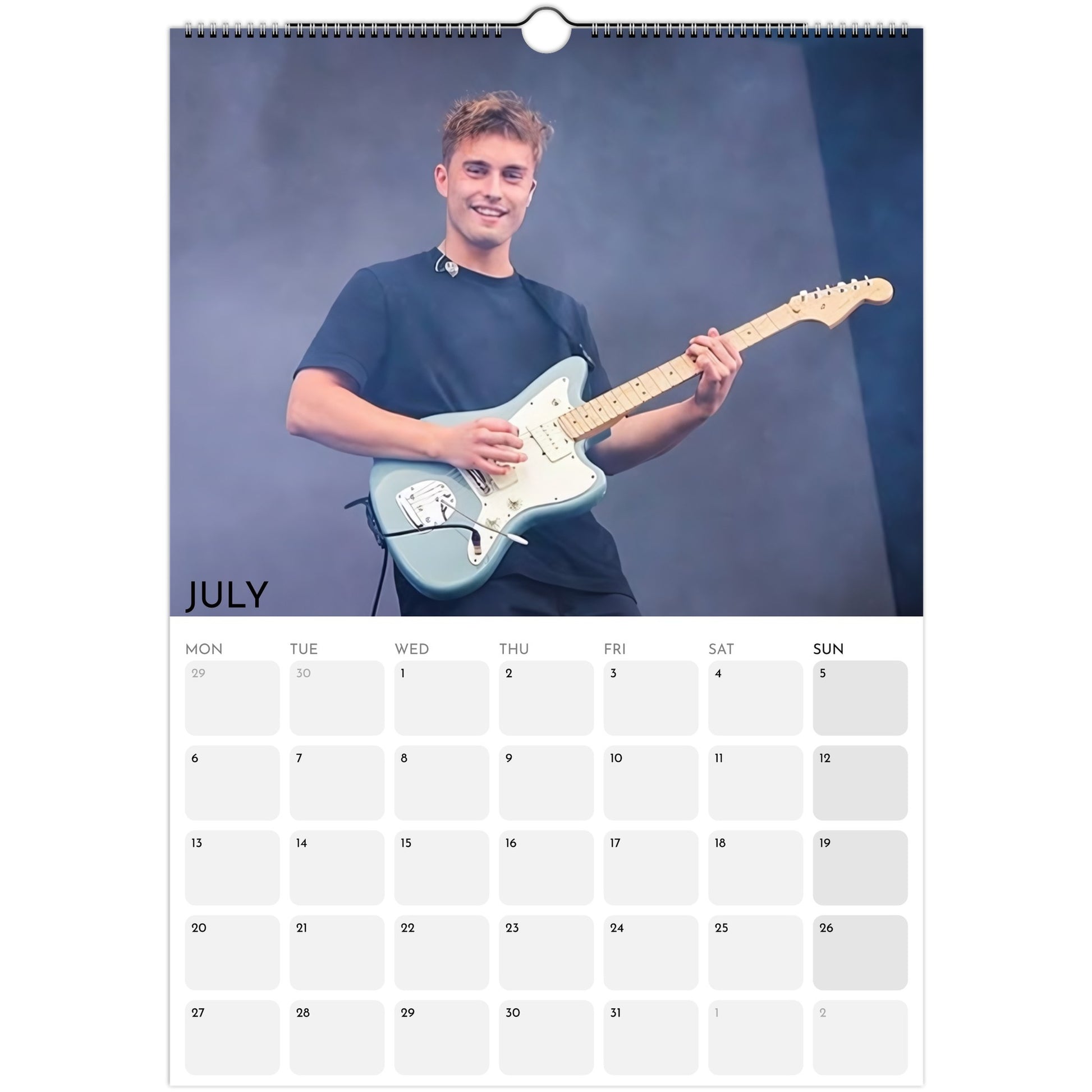 Sam Fender 2026 A3 wall calendar July
