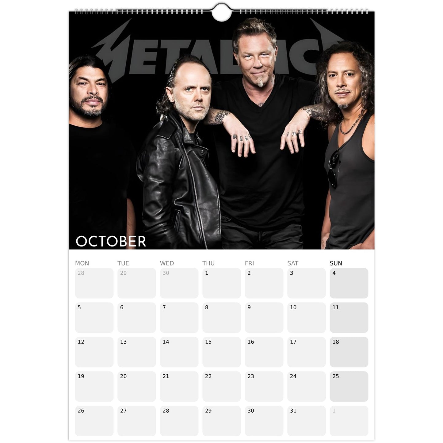 Metallica 2026 A3 wall calendar October