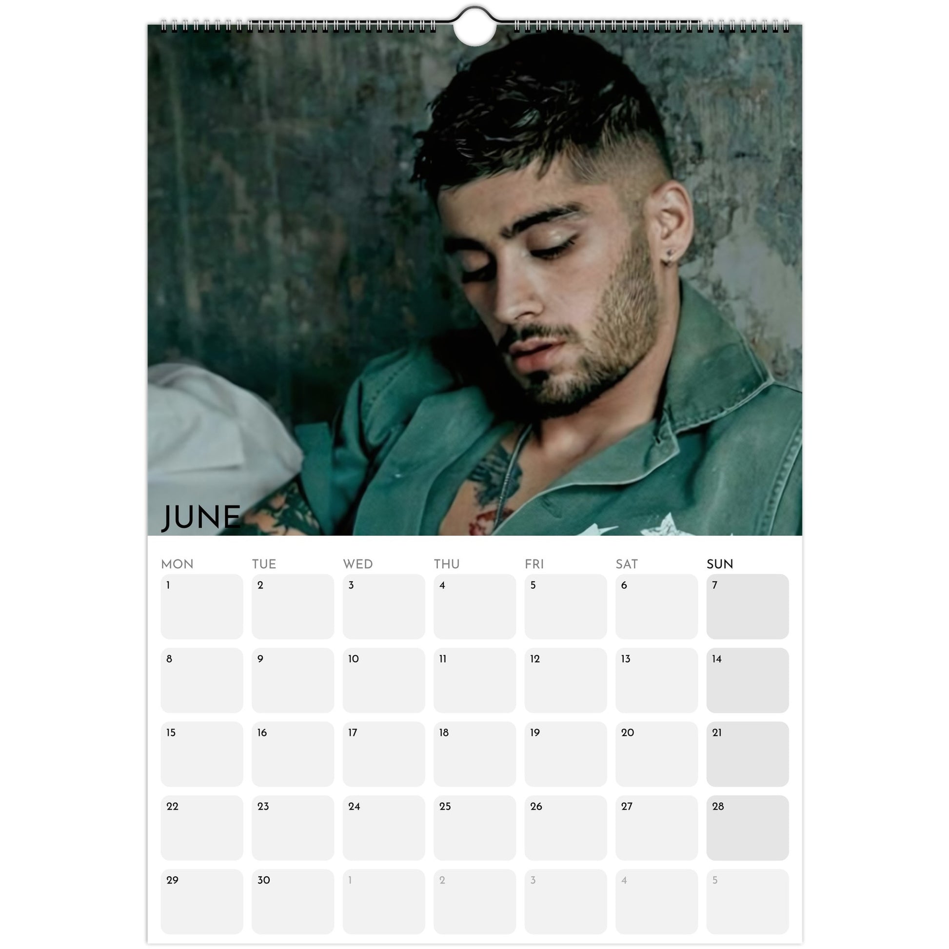 Zayn Malik 2026 A3 wall calendar June
